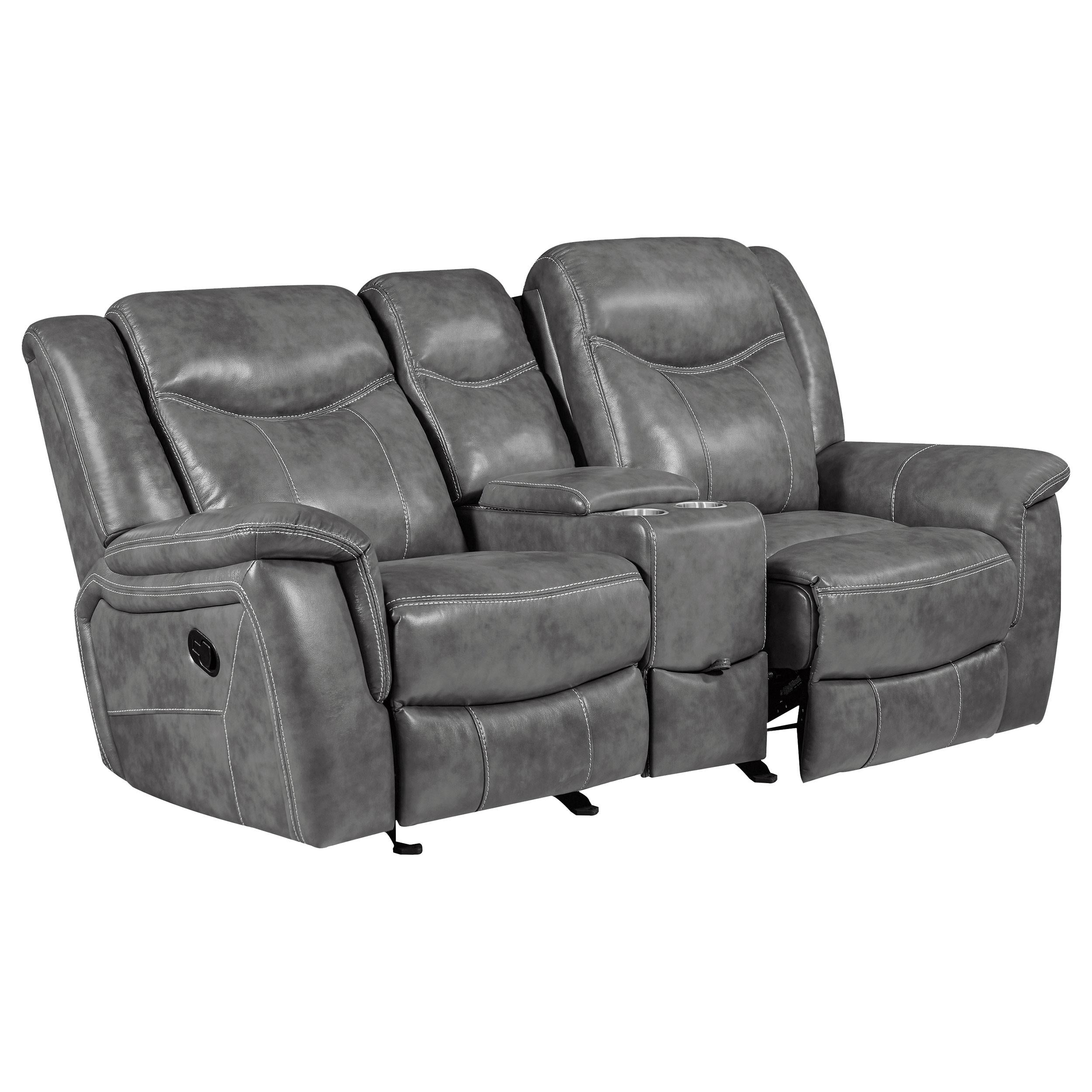 Coaster Furniture Conrad 650355 Upholstered Padded Arm Glider Loveseat - Grey - Image 2