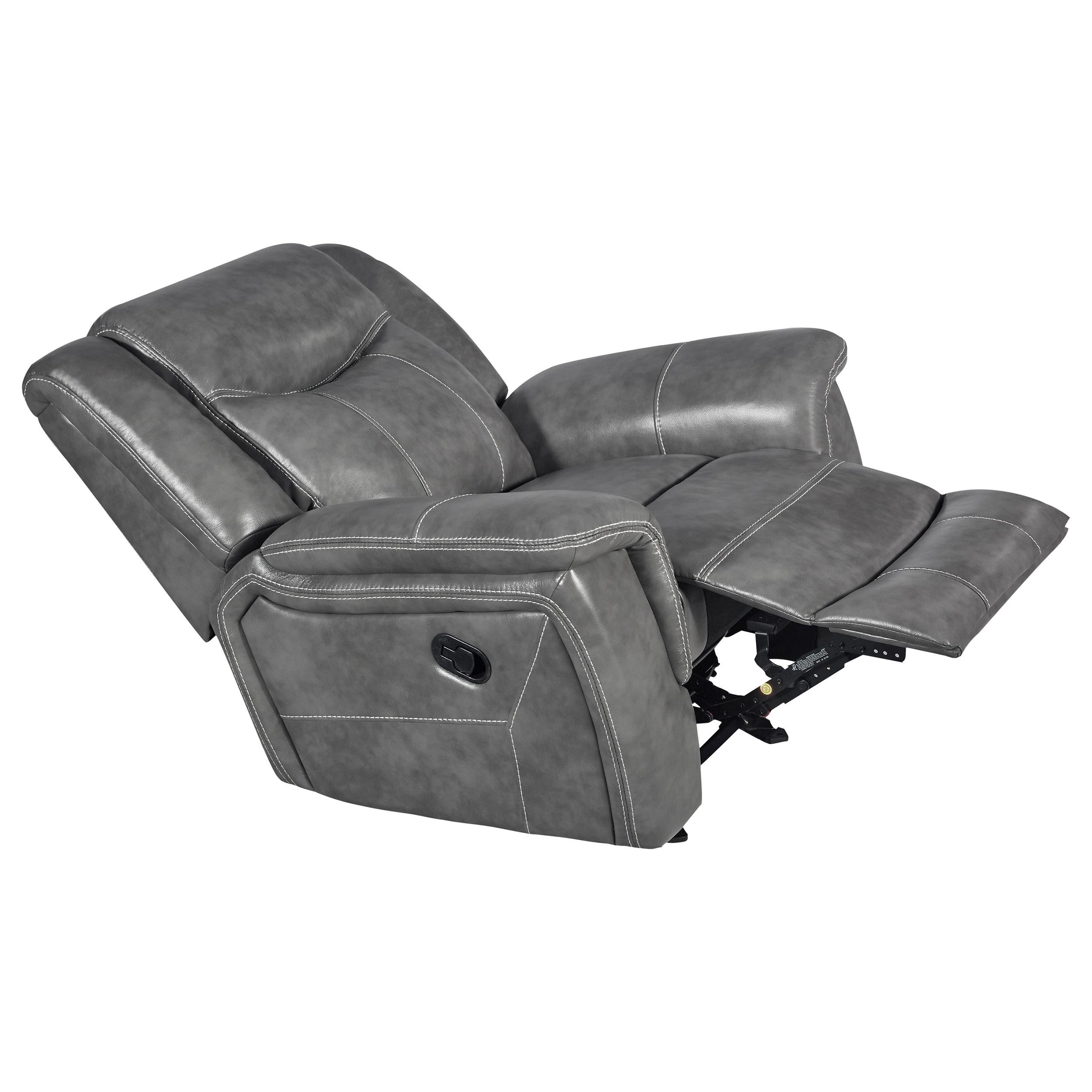 Coaster Furniture Conrad 650356 Upholstered Padded Arm Glider Recliner - Grey - Image 3