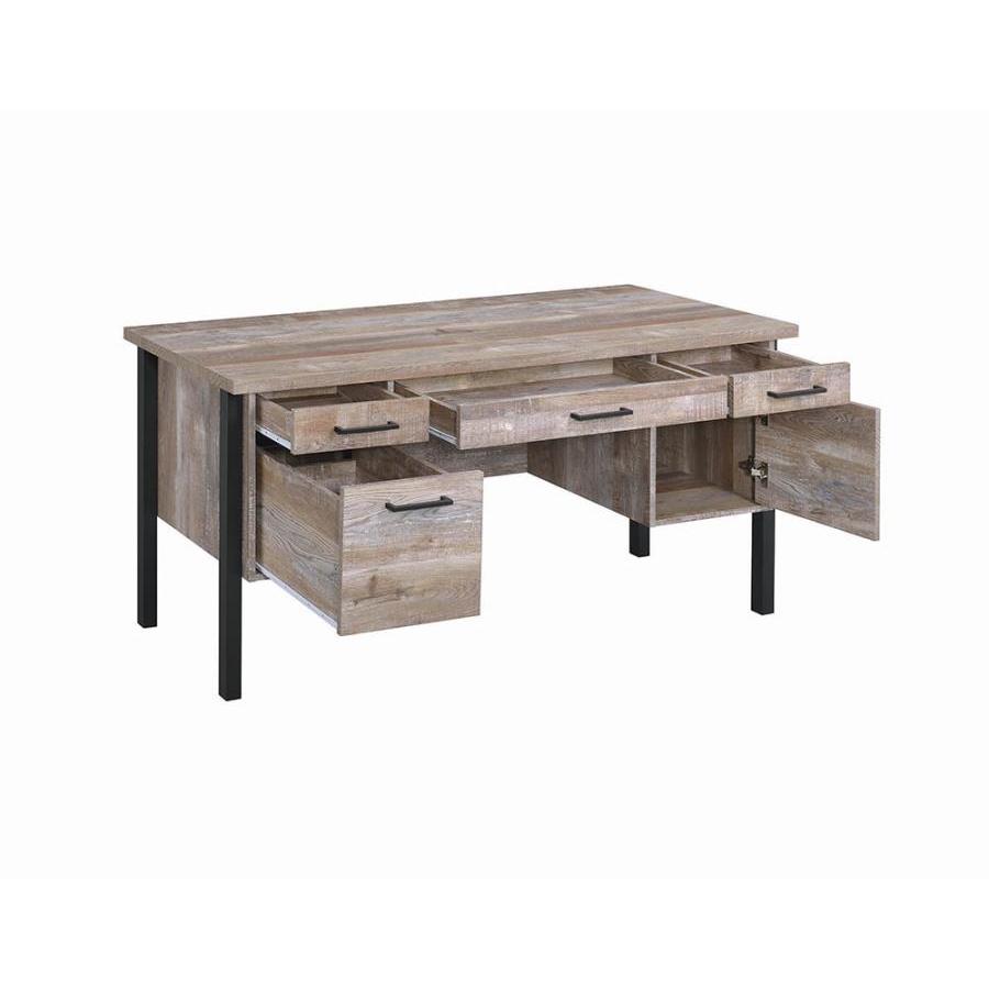 Coaster Furniture Samson 801950 60-inch 4-Drawer Office Computer Desk - Weathered Oak - Image 3