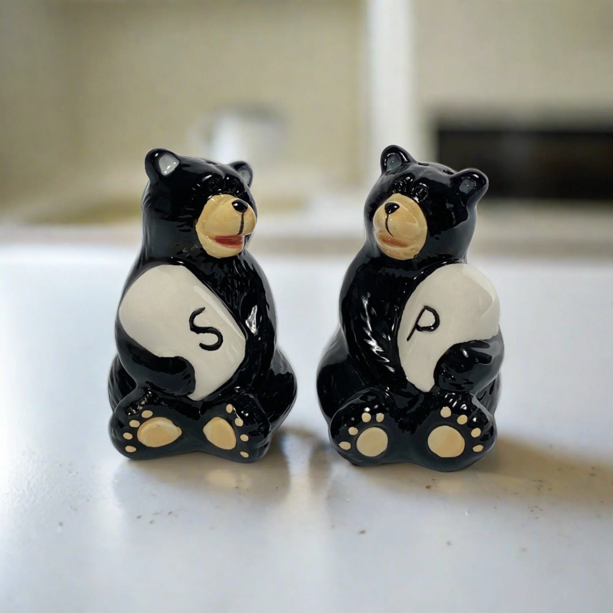 Salt and Pepper Shakers-Bear Holding