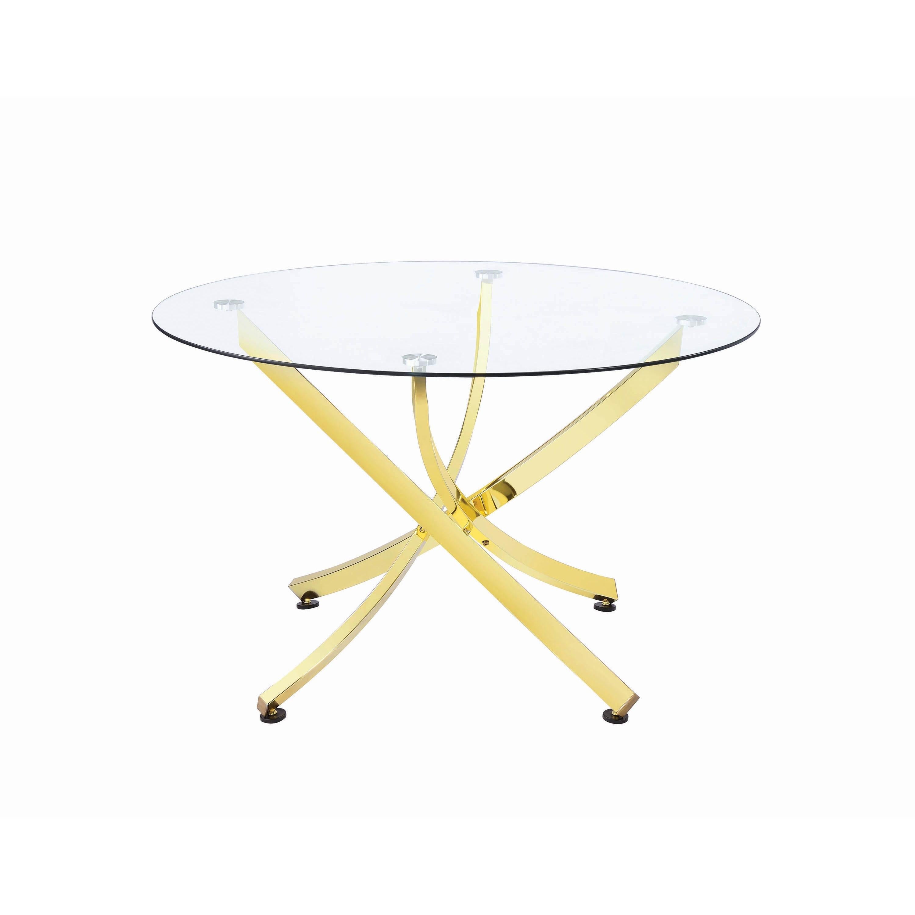 Coaster Furniture Beckham 108441 Round 46-inch Glass Top Dining Table - Brass - Image 1