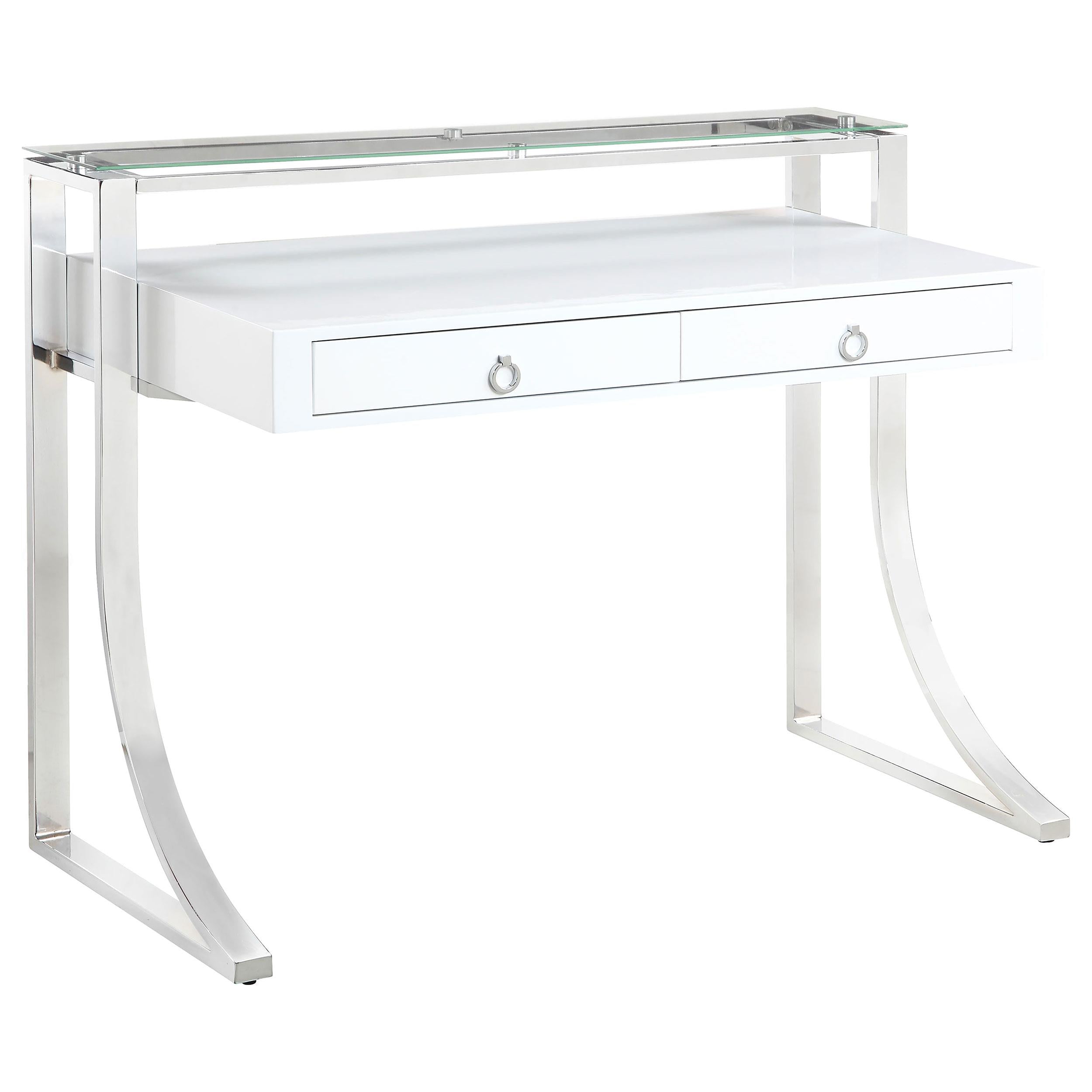 Coaster Furniture Gemma 802141 48-inch 2-Drawer Writing Desk – White High Gloss