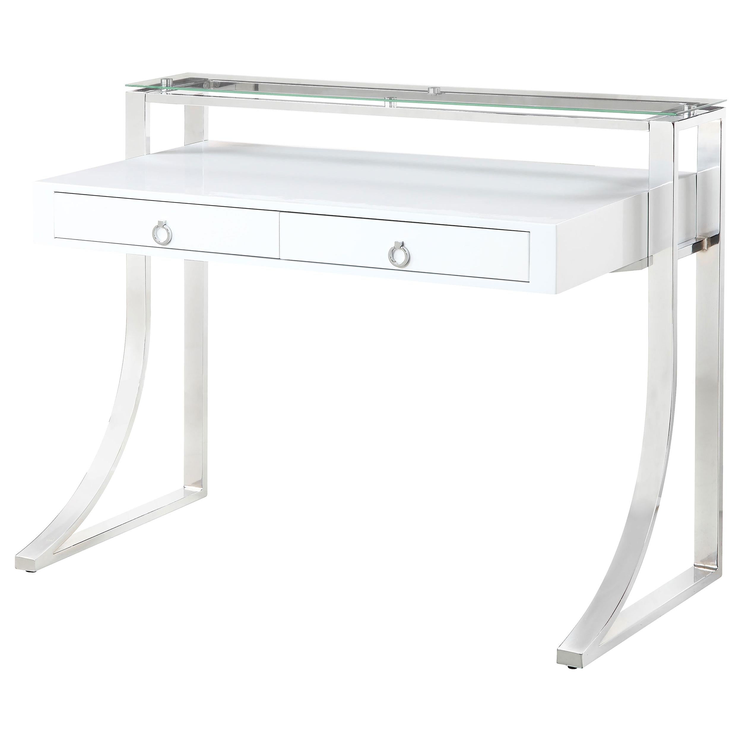 Coaster Furniture Gemma 802141 48-inch 2-Drawer Writing Desk - White High Gloss - Image 3