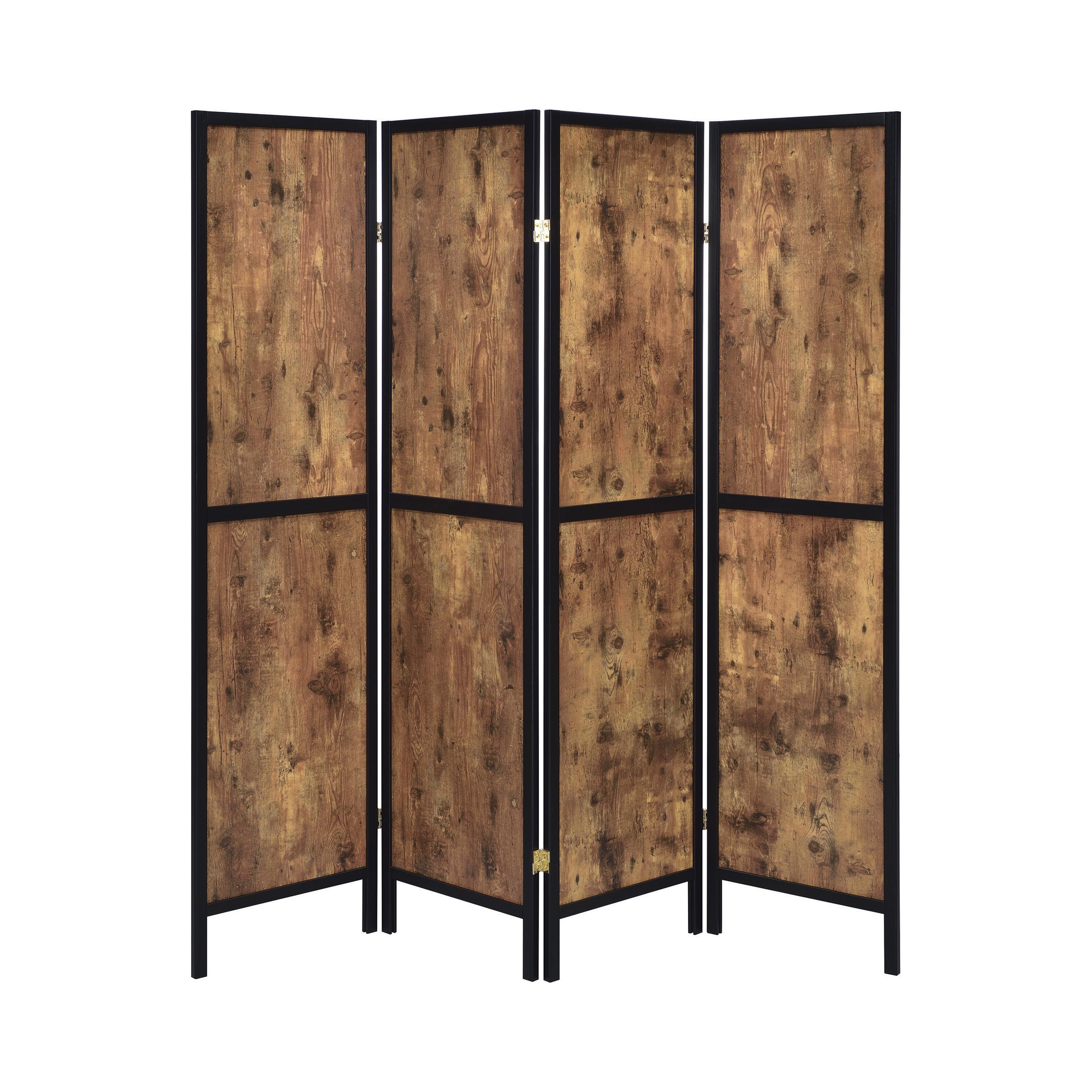 Coaster Furniture Deepika 961413 4-Panel Room Divider Folding Screen – Rustic Nutmeg