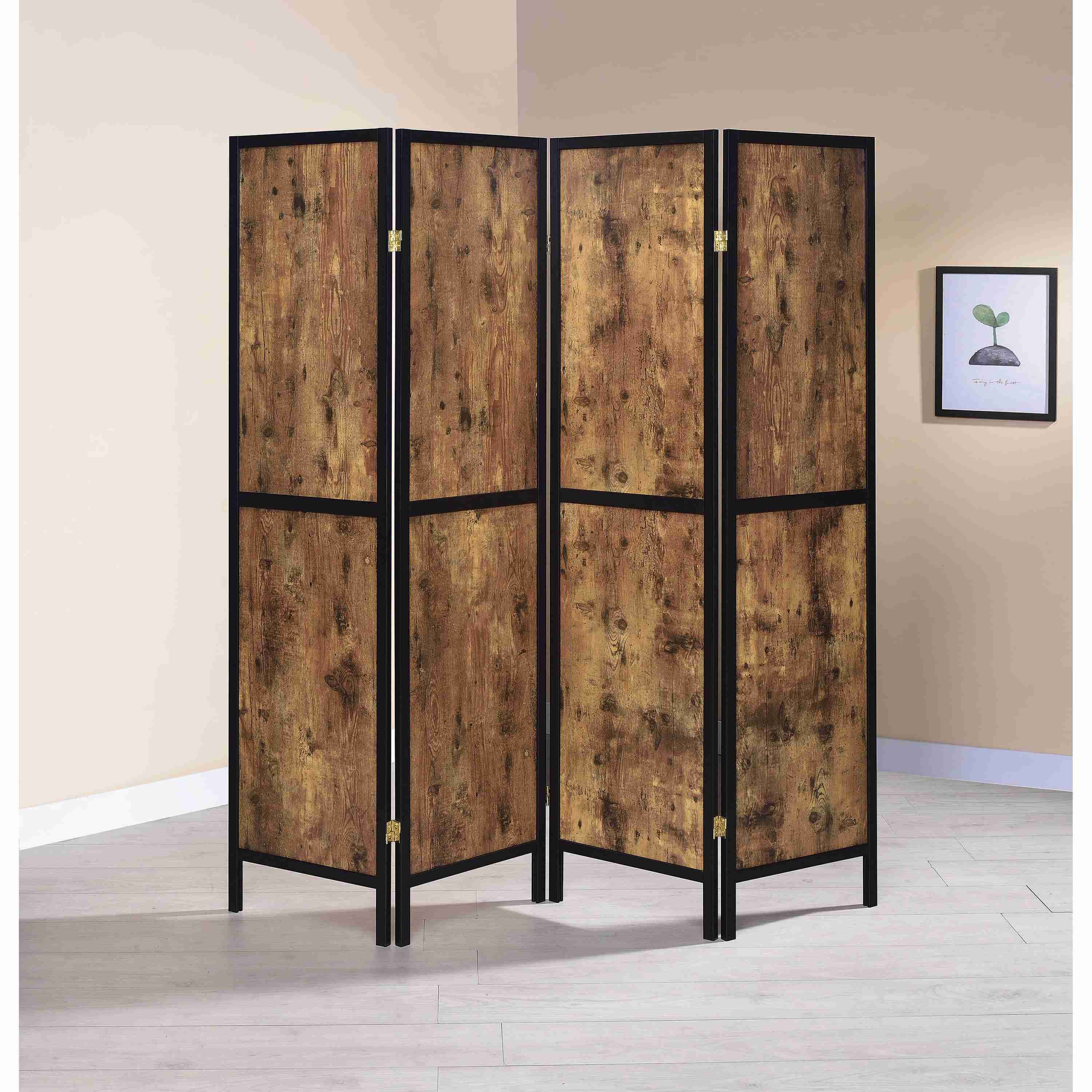 Coaster Furniture Deepika 961413 4-Panel Room Divider Folding Screen - Rustic Nutmeg - Image 3