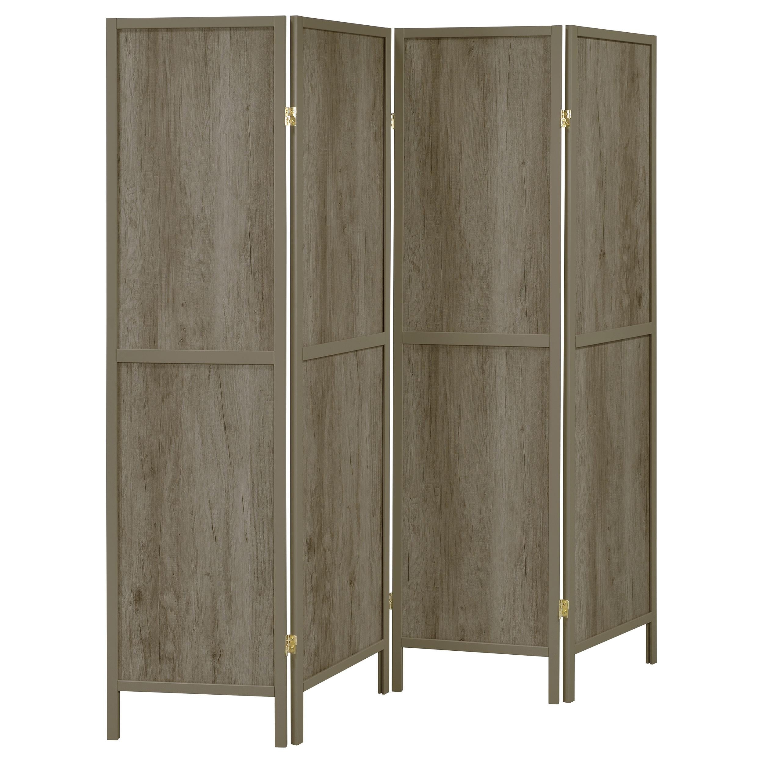 Coaster Furniture Deepika 961415 4-Panel Room Divider Folding Screen - Grey Driftwood - Image 1