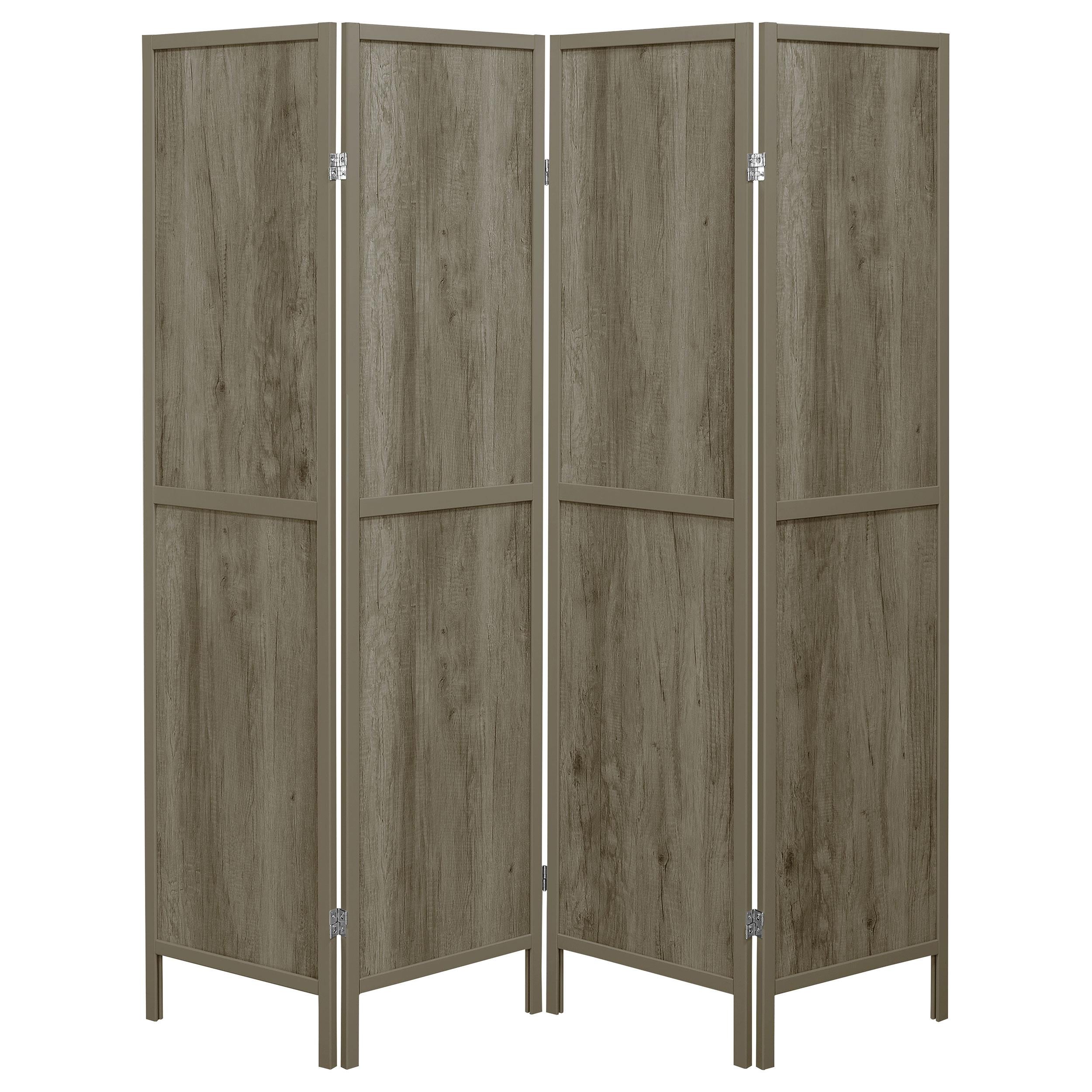 Coaster Furniture Deepika 961415 4-Panel Room Divider Folding Screen - Grey Driftwood - Image 2