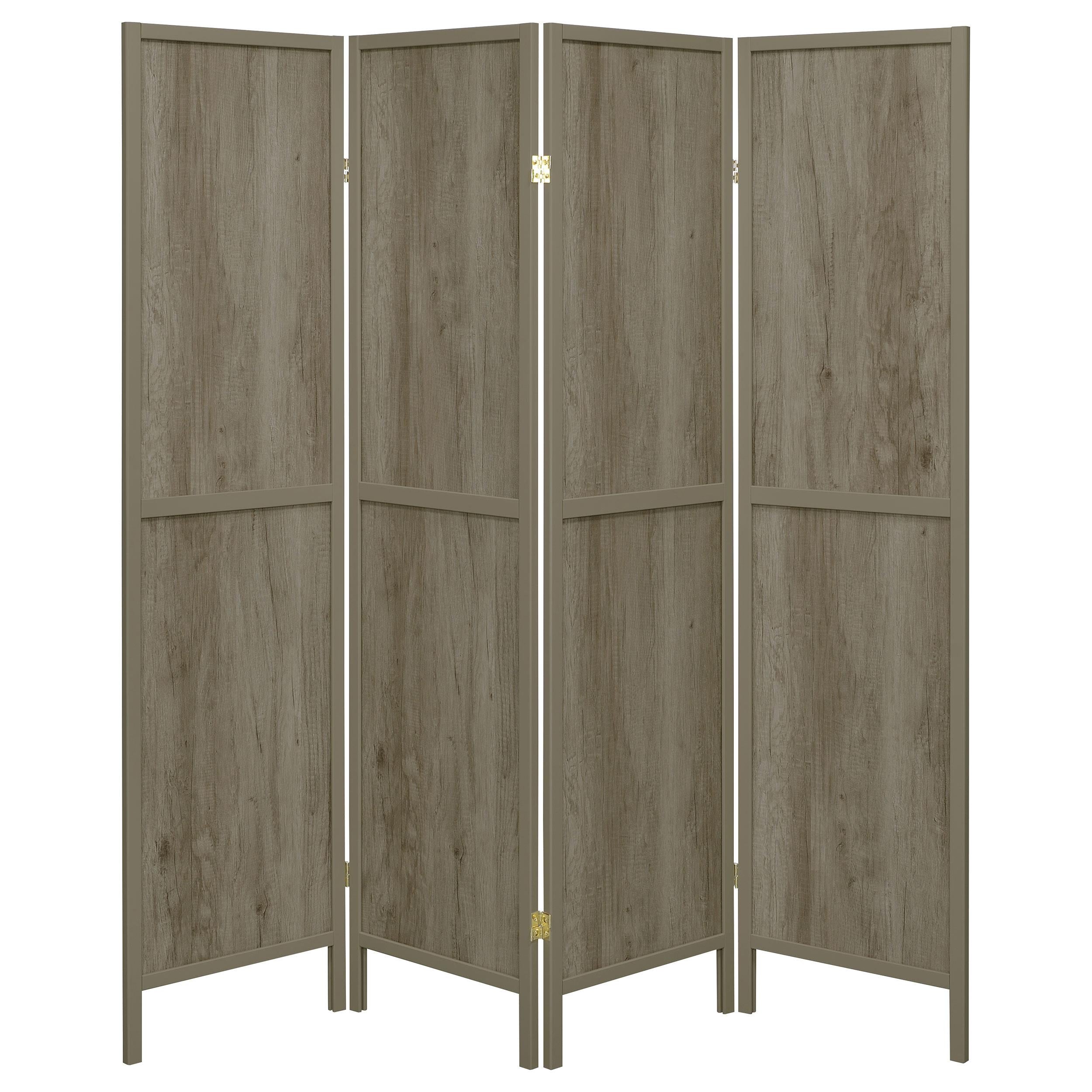 Coaster Furniture Deepika 961415 4-Panel Room Divider Folding Screen - Grey Driftwood - Image 3