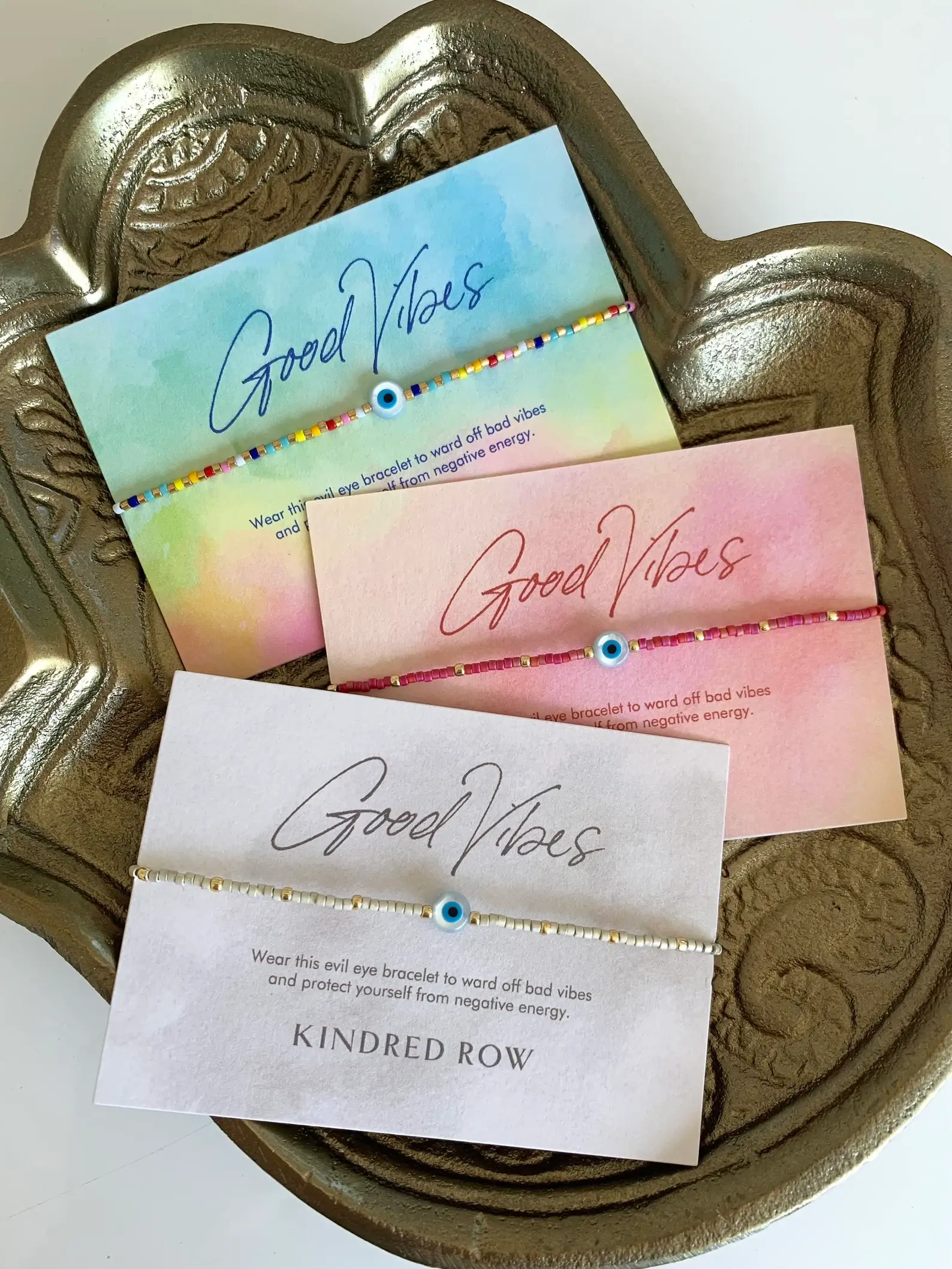 Evil Eye Beaded Bracelet, Rainbow - Image 3