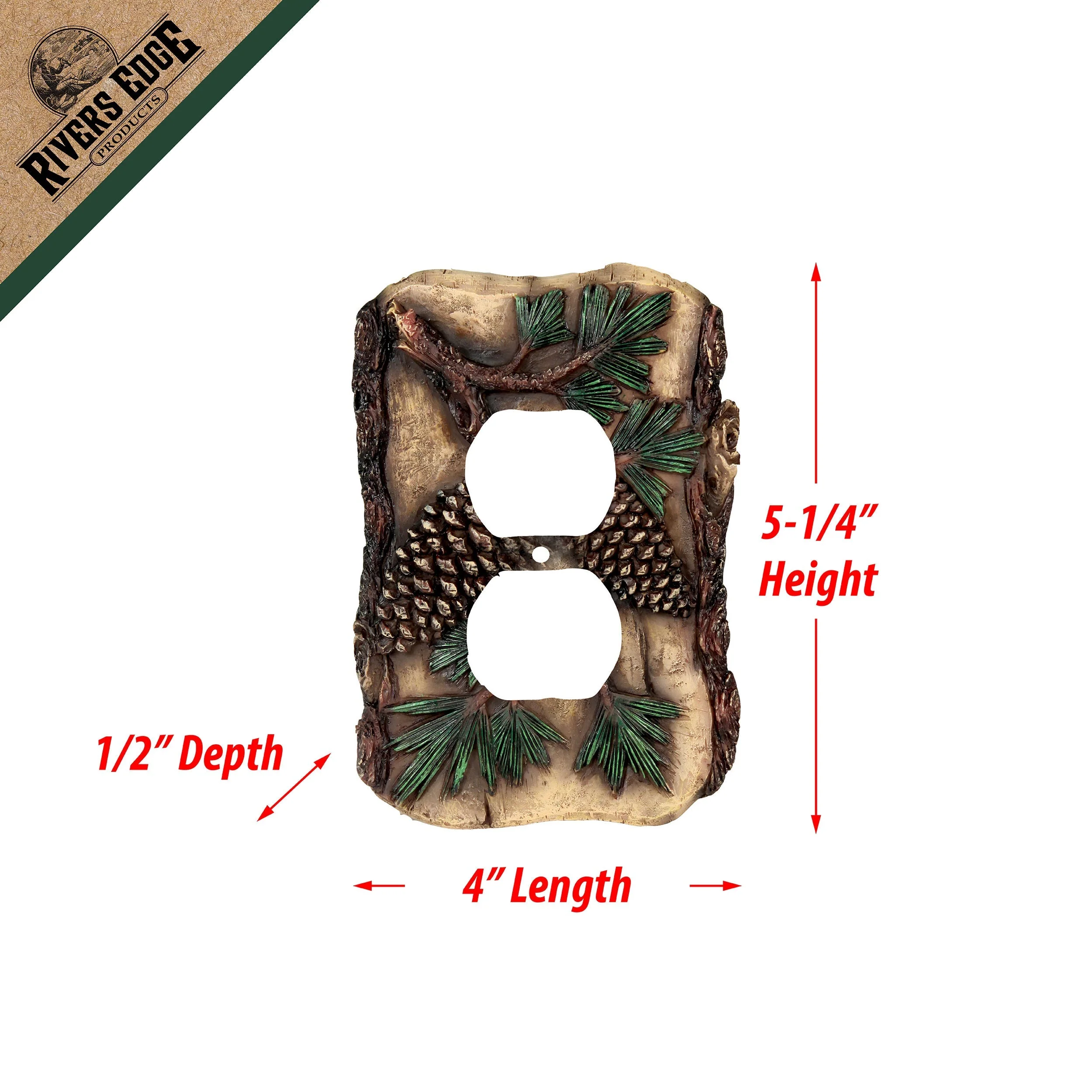 Electrical Cover Plate Double Receptacle-Pine Cone - Image 3