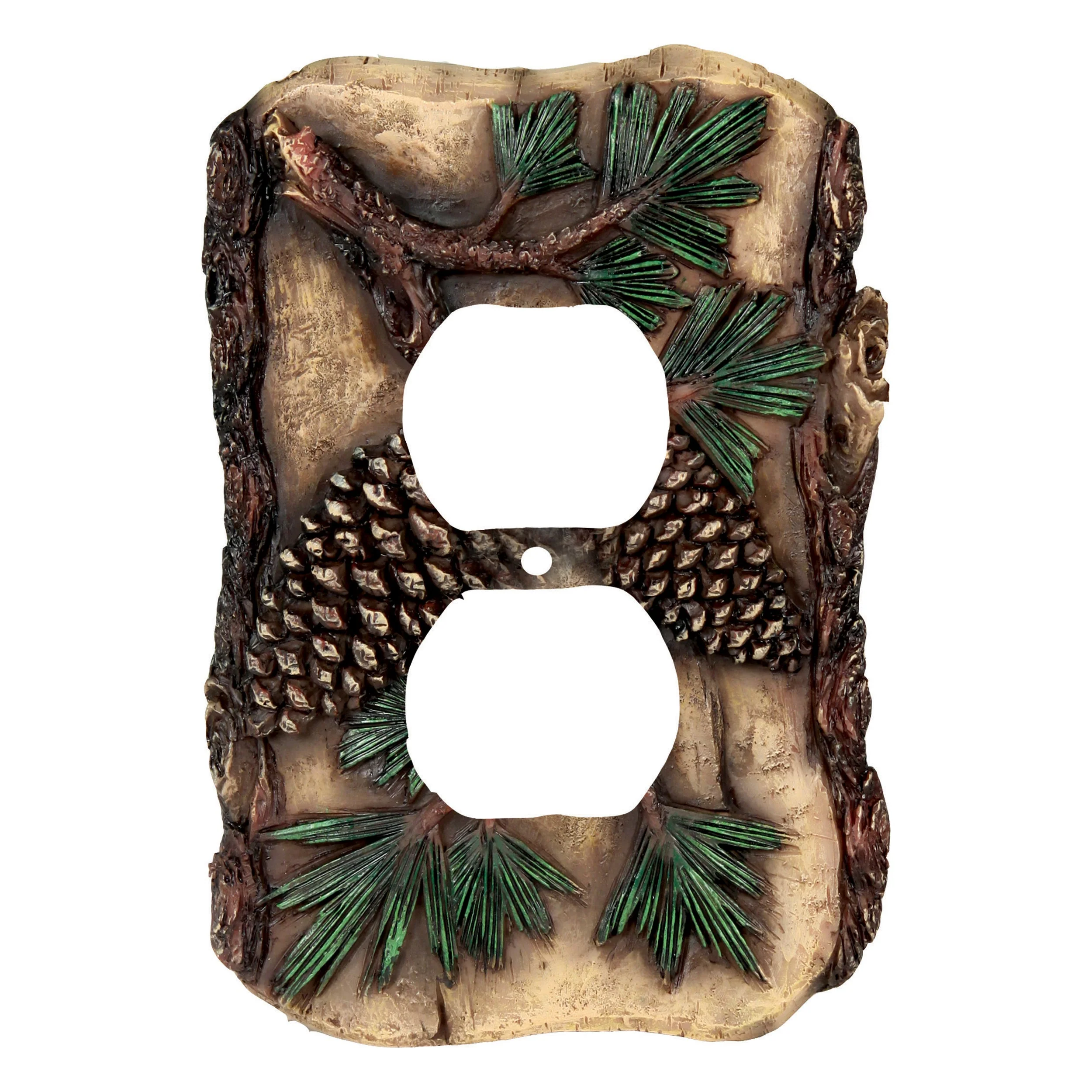 Electrical Cover Plate Double Receptacle-Pine Cone