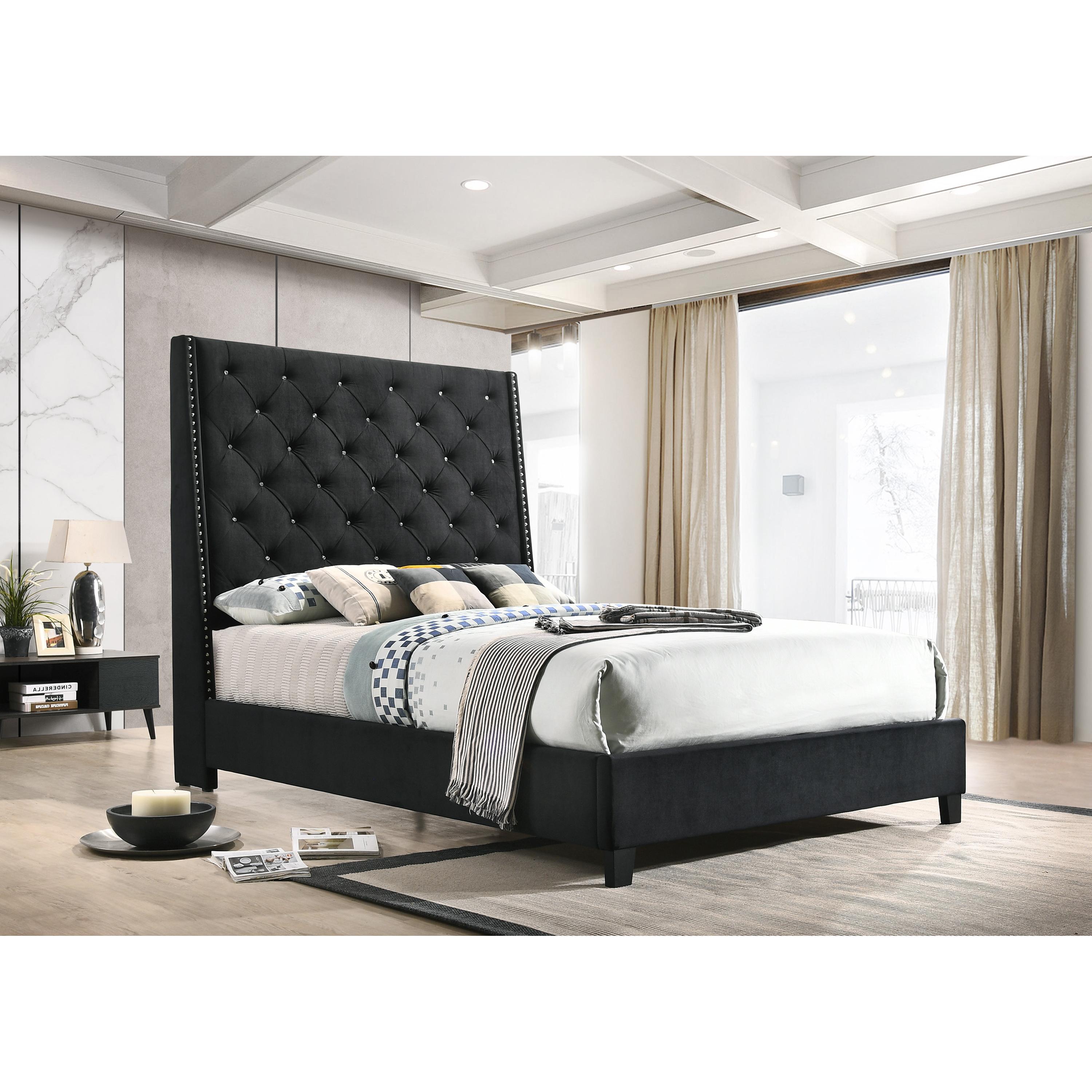Crown Mark Chantilly King Upholstered Platform Bed 5265BK-K-HB/5265BK-K-FRW - Image 1
