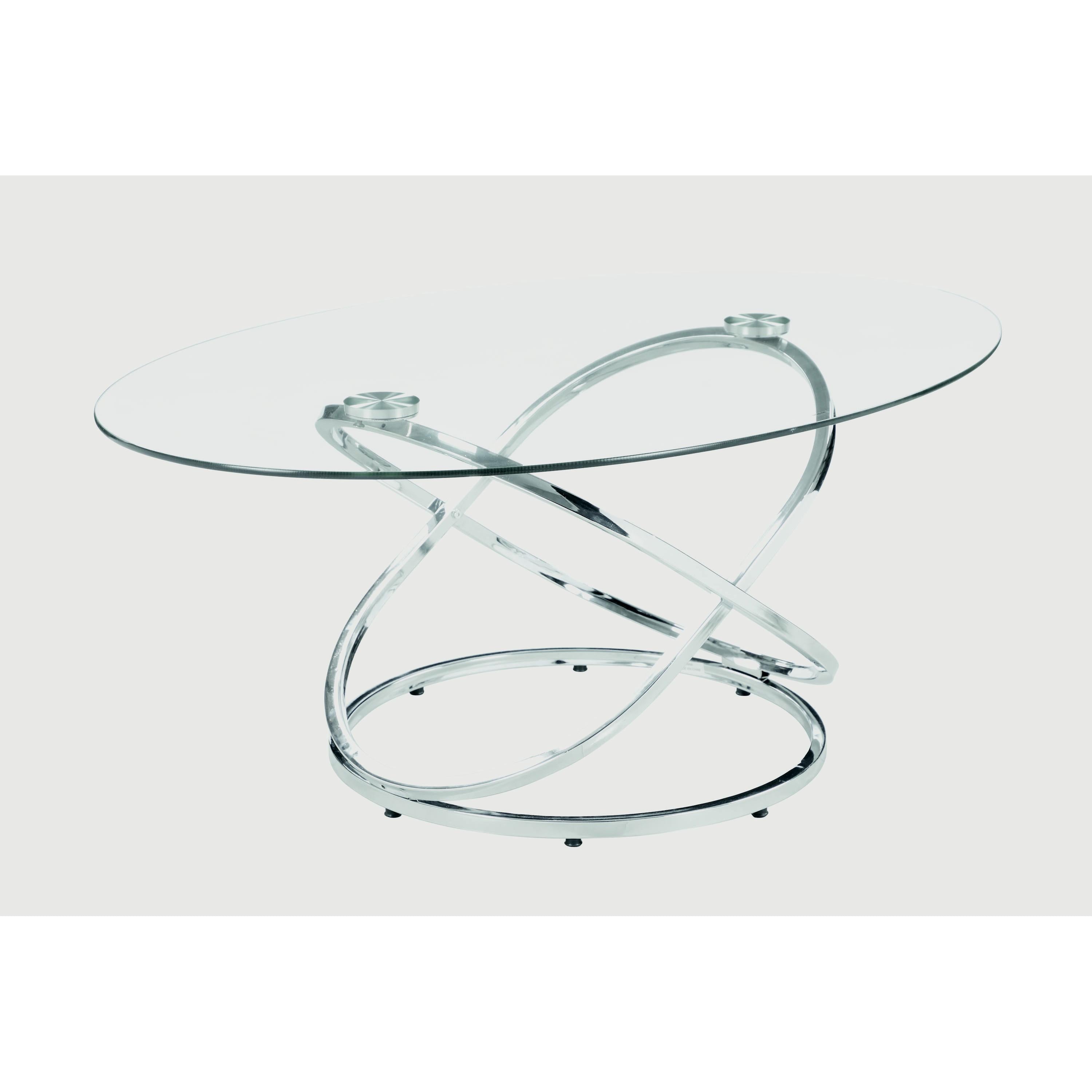 Coaster Furniture Warren 722373 3-piece Oval Glass Top Coffee Table Set - Chrome - Image 2