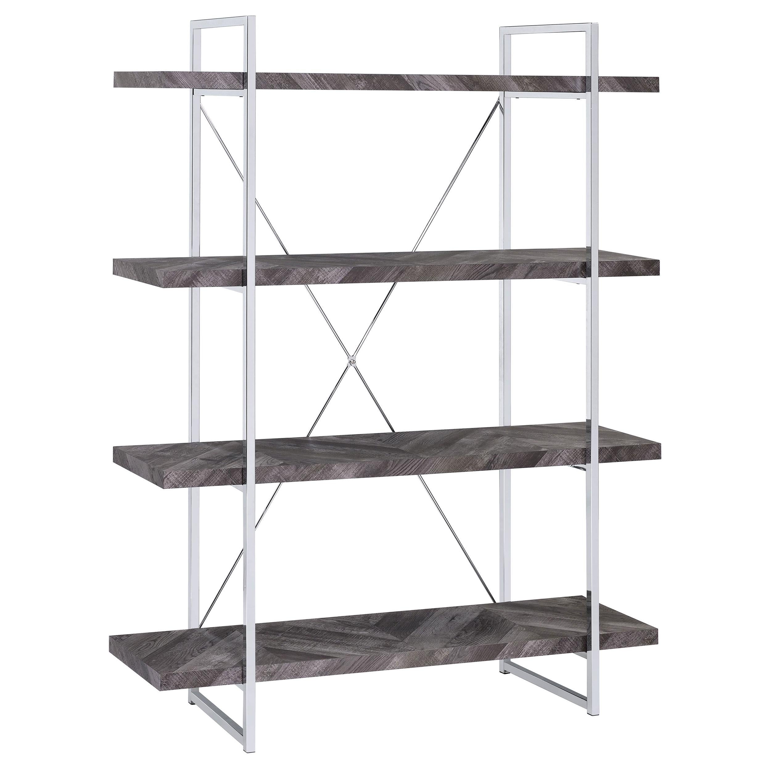 Coaster Furniture Grimma 802613 63-inch 4-shelf Bookshelf – Rustic Grey and Chrome