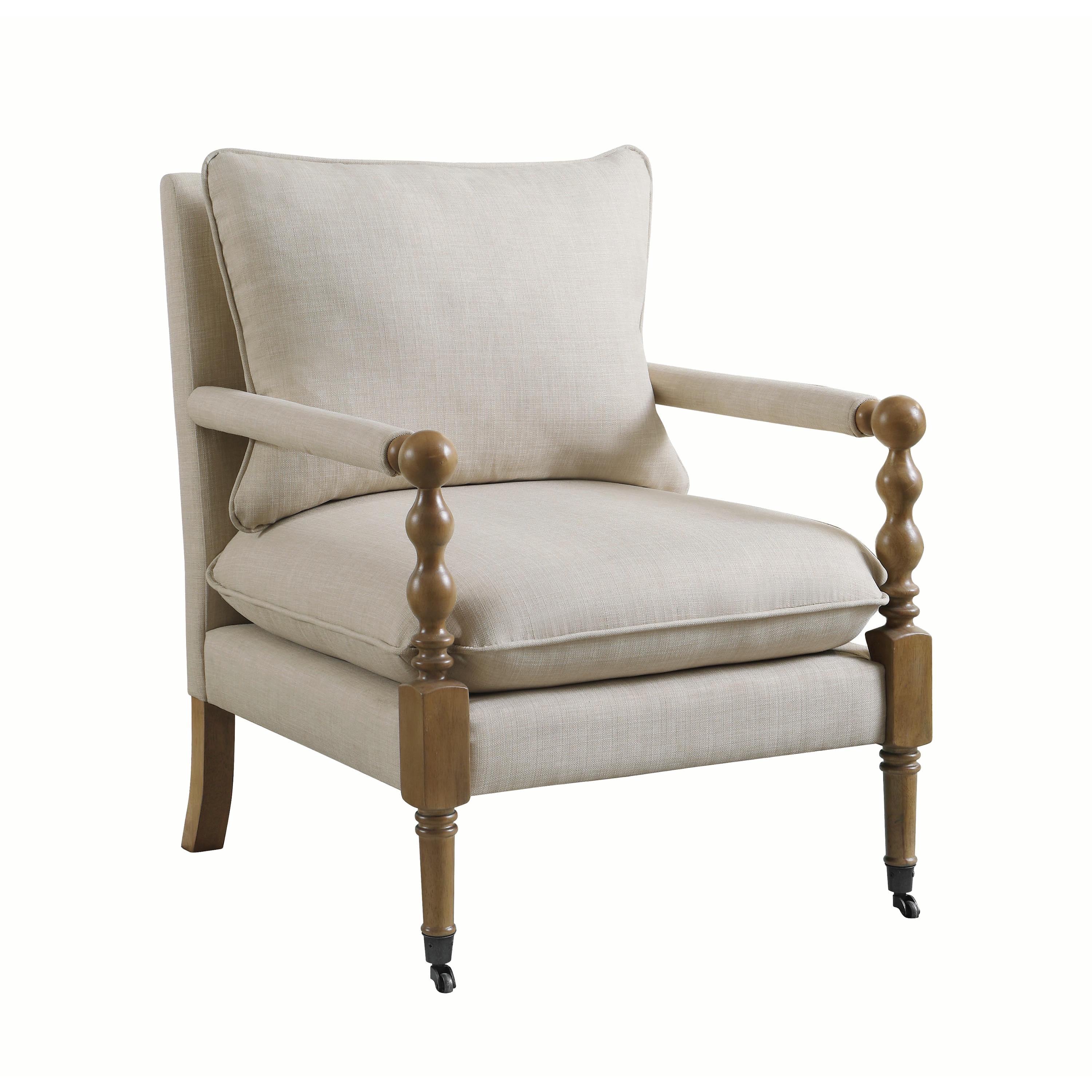 Coaster Furniture Dempsy 903058 Upholstered Accent Chair with Casters – Beige