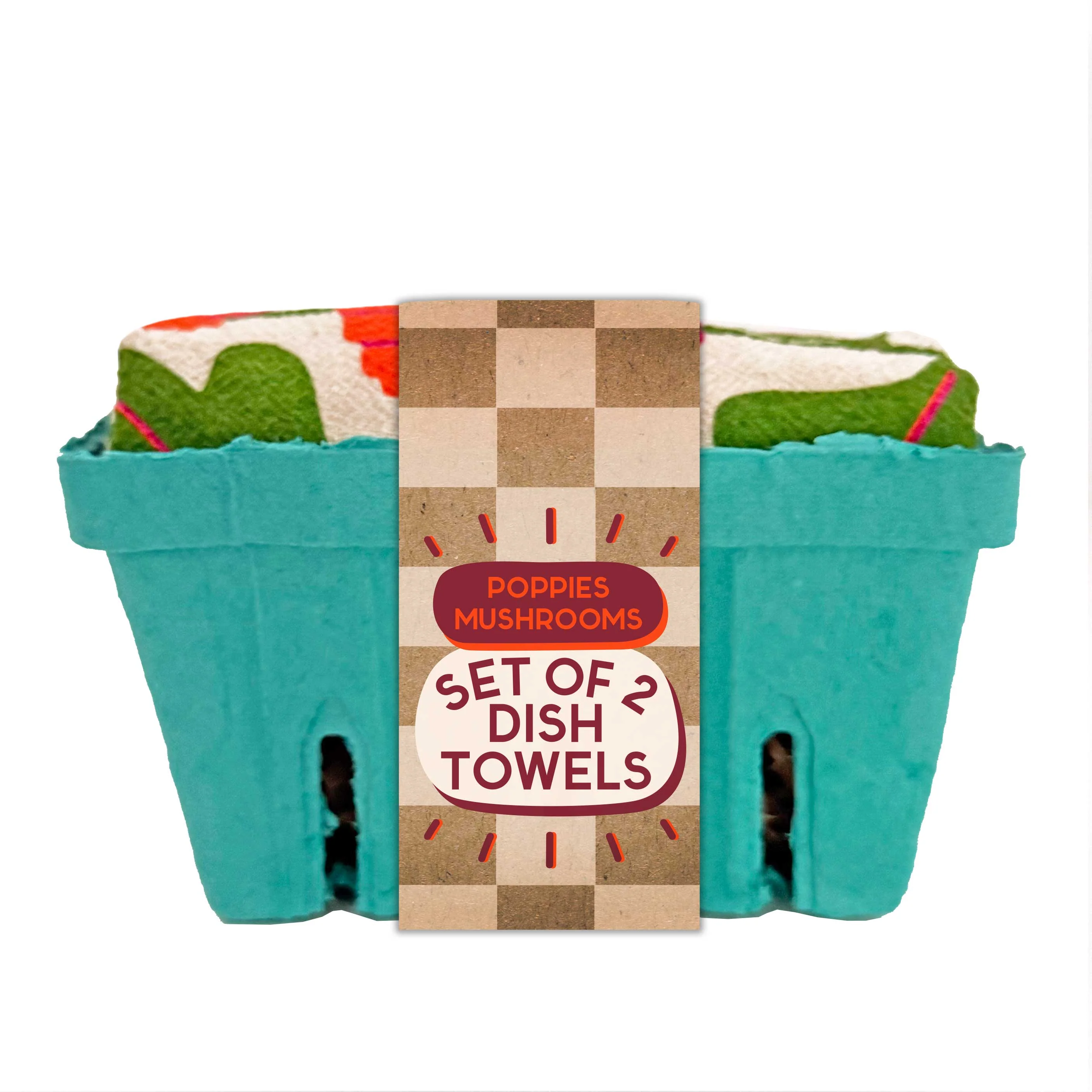 FIELD DAY (Mushrooms, Poppies) - Tea Towel Set of 2 - Image 2