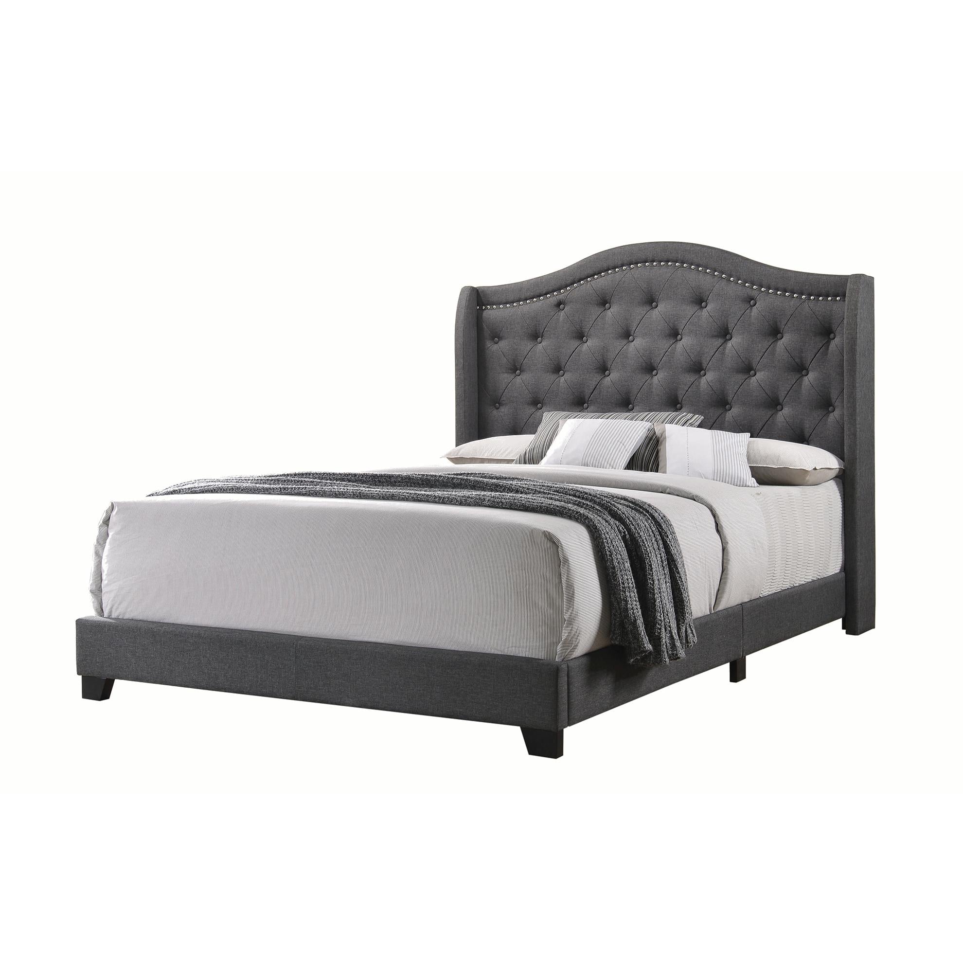 Coaster Furniture Sonoma 310072Q Upholstered Queen Wingback Bed - Grey - Image 1