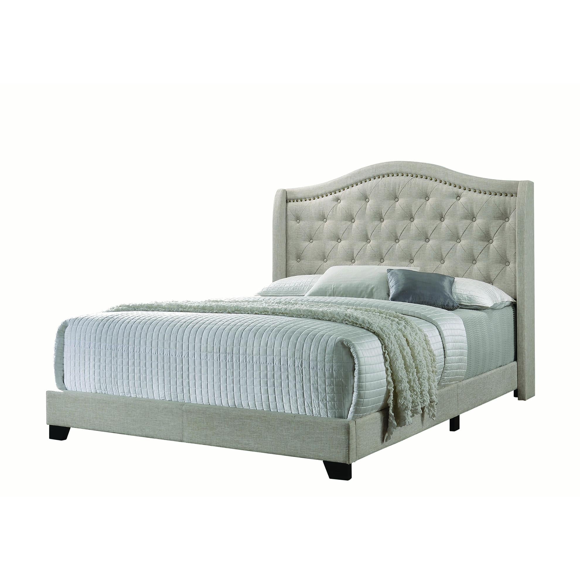 Coaster Furniture Sonoma 310073F Upholstered Full Wingback Bed - Beige - Image 1