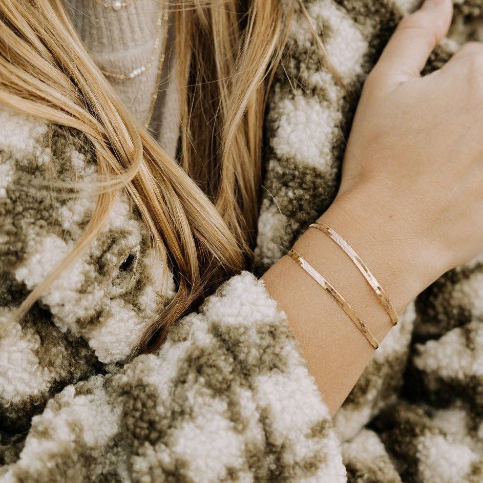 Jade Gold Filled Herringbone Bracelet - Image 1