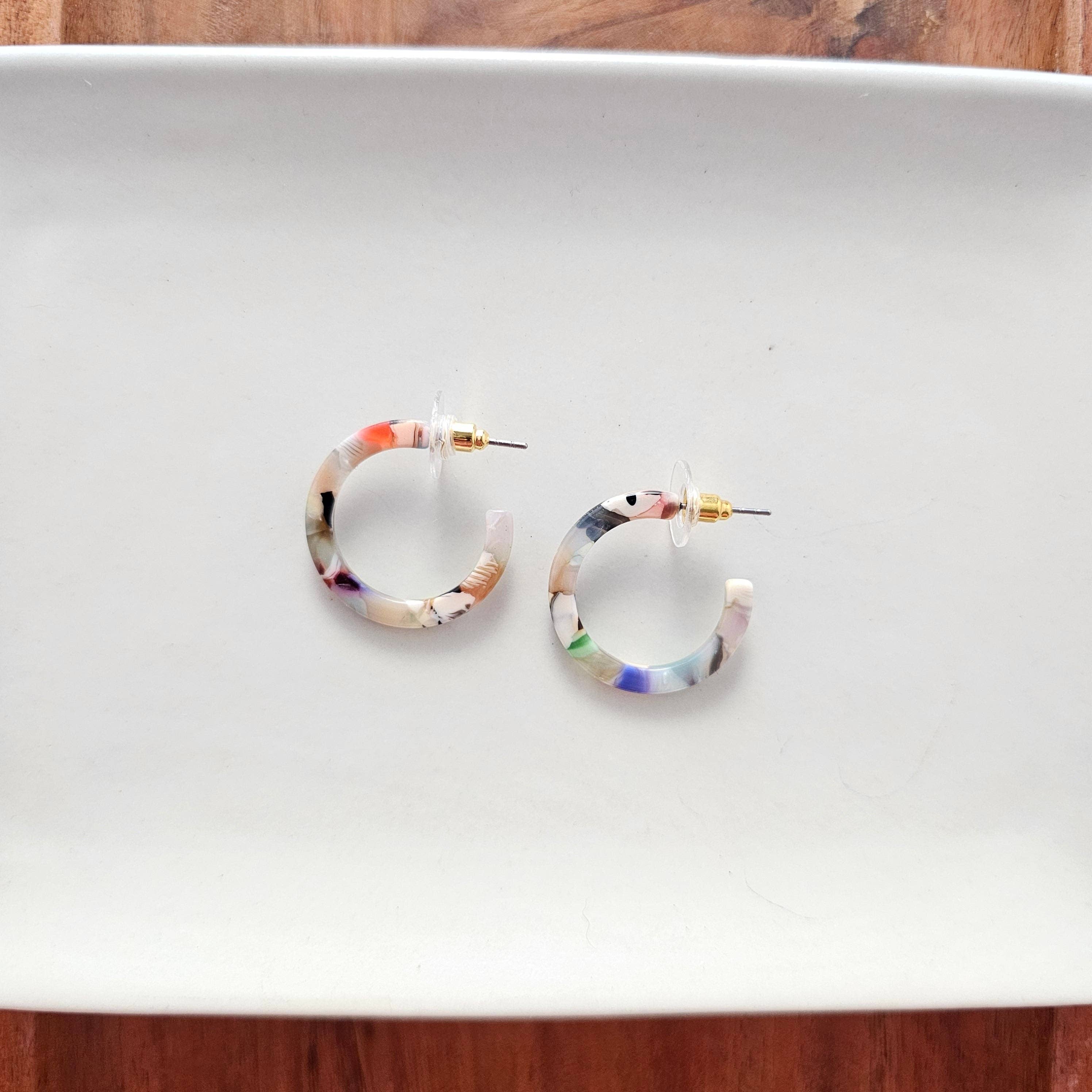 Cam Mini Hoops - Multicolor // Earrings, Gifts, Jewelry, Fall - Image 1