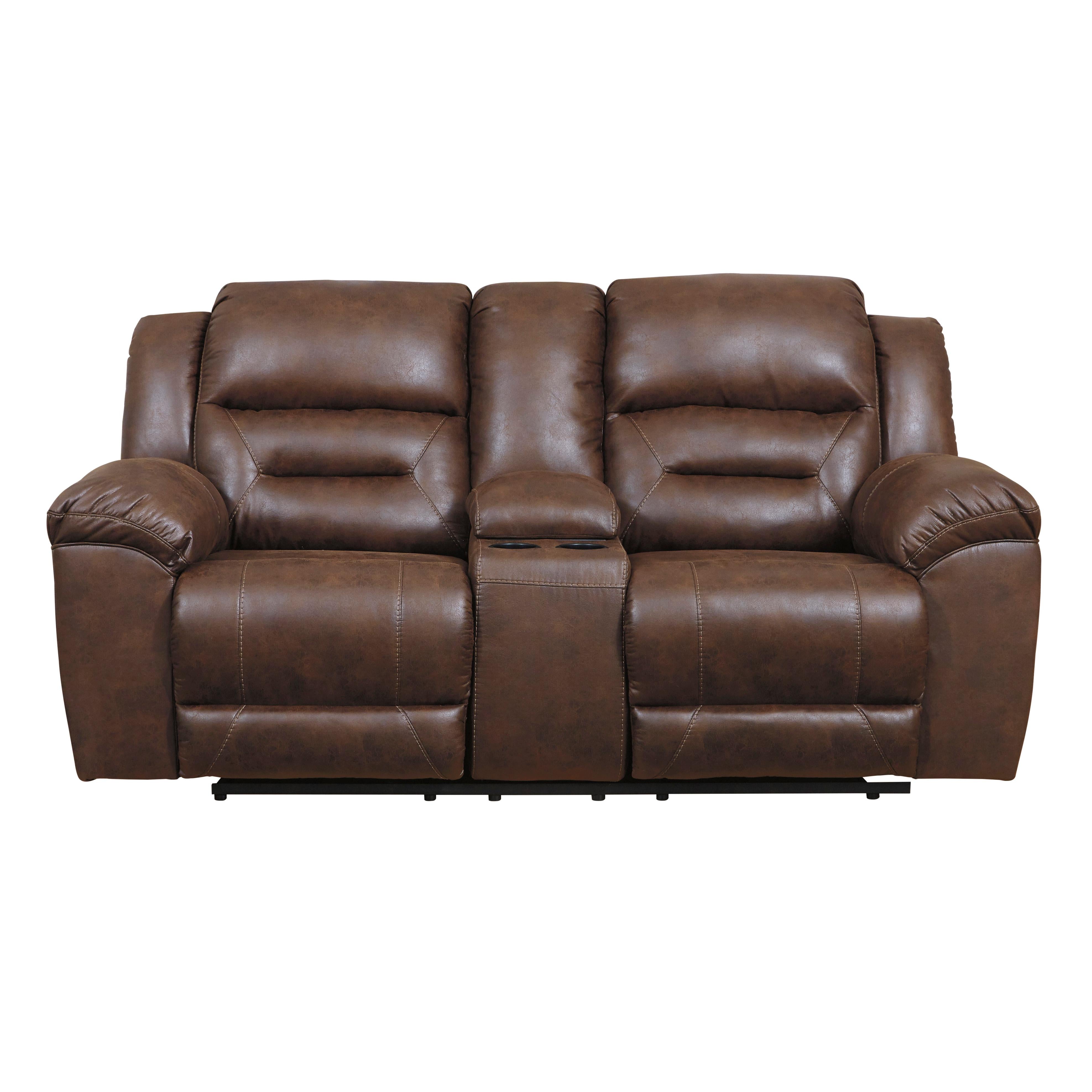 Signature Design by Ashley Stoneland Power Reclining Leather Look Loveseat with Console 3990496