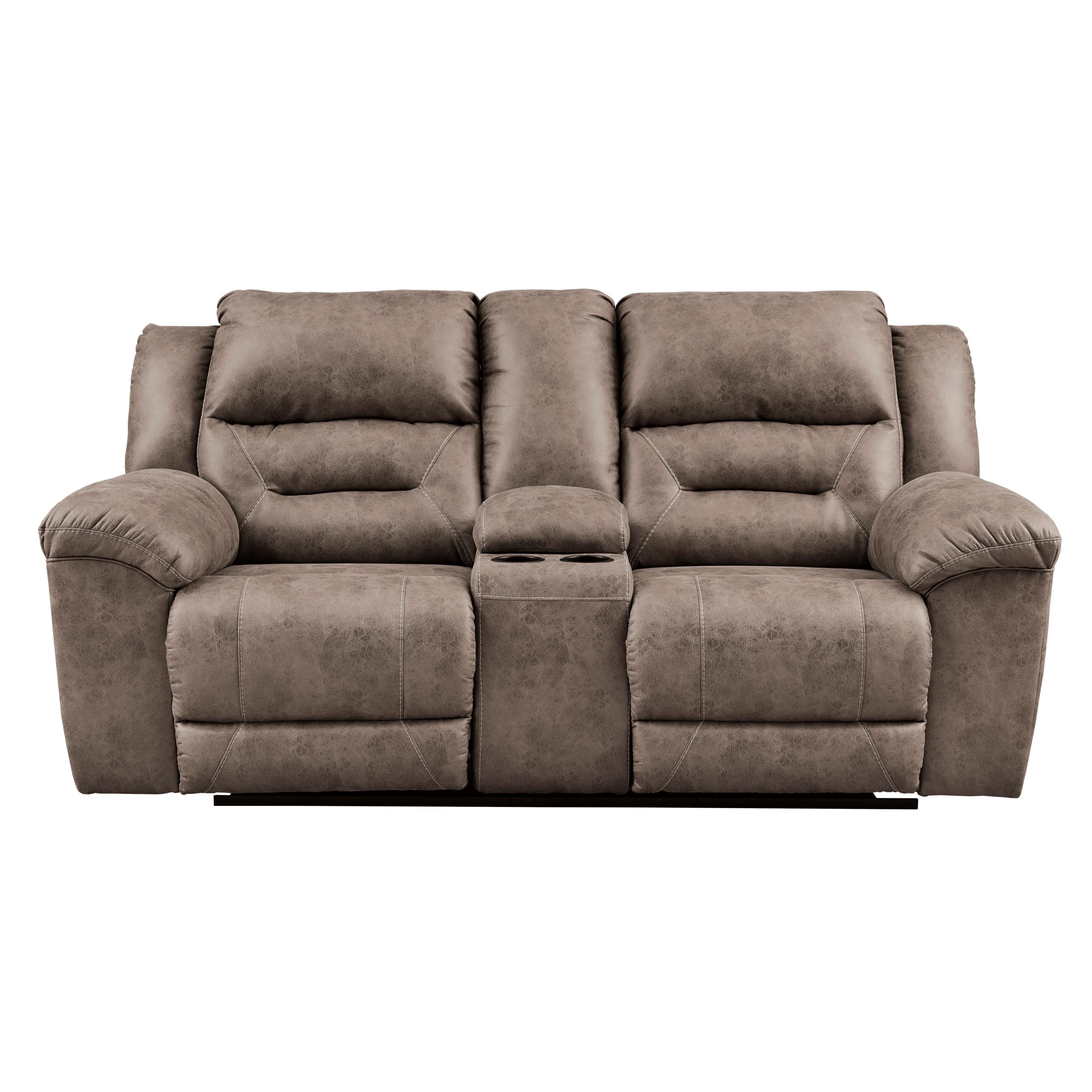 Signature Design by Ashley Stoneland Reclining Leather Look Loveseat with Console 3990594