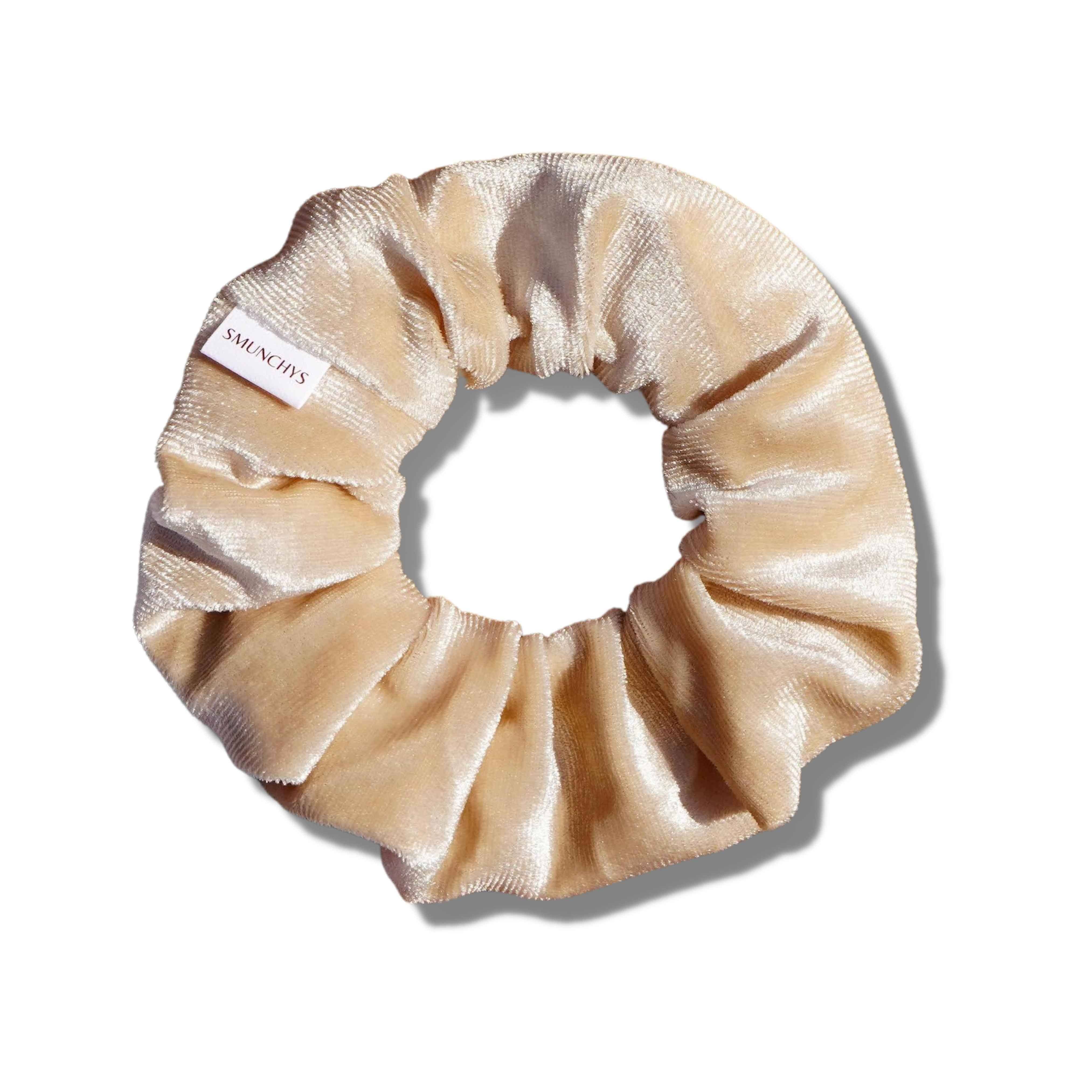 Velvet Cream Zipper Pocket Scrunchie - Image 1