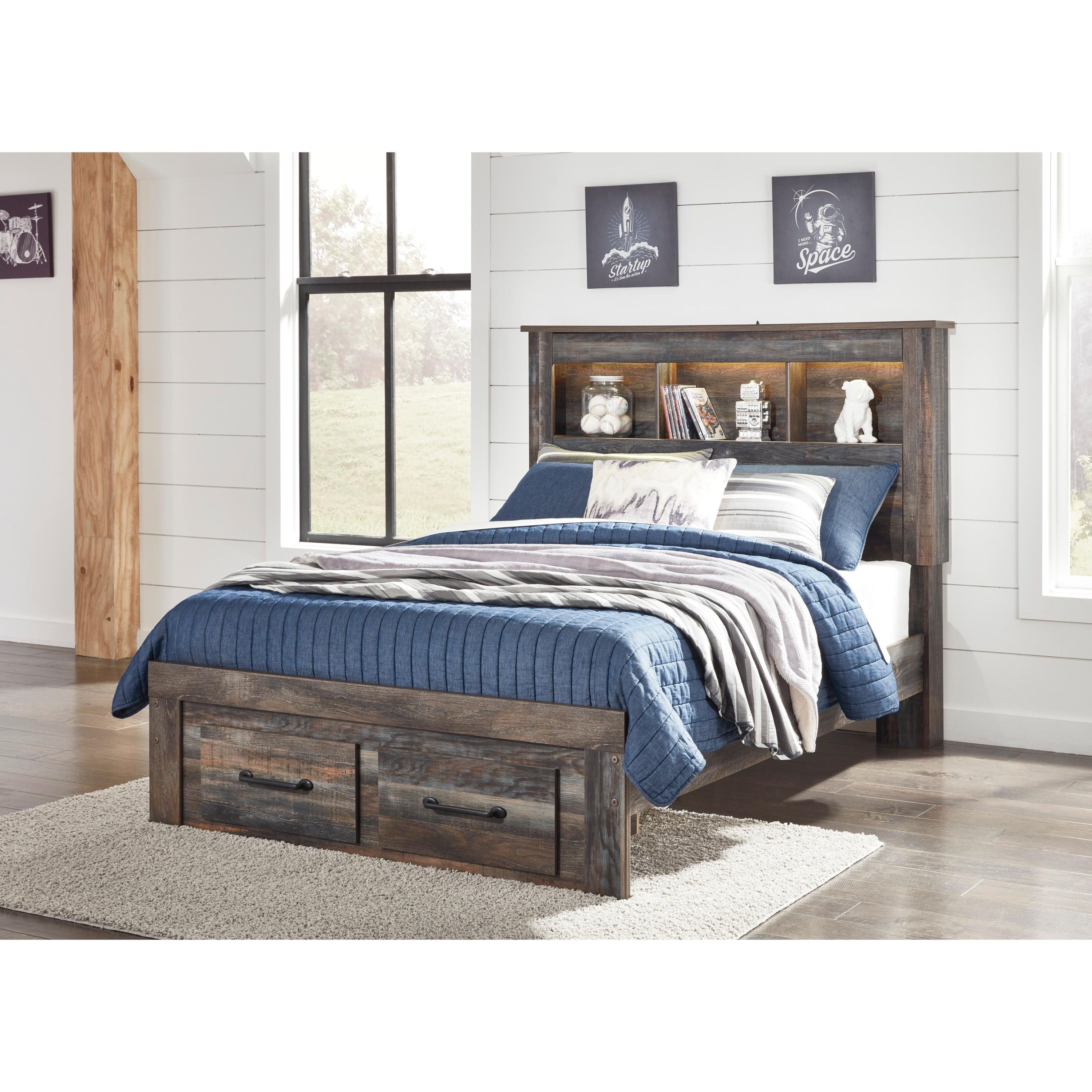 Signature Design by Ashley Drystan B211B21 Full Bookcase Bed with 2 Storage Drawers - Image 2