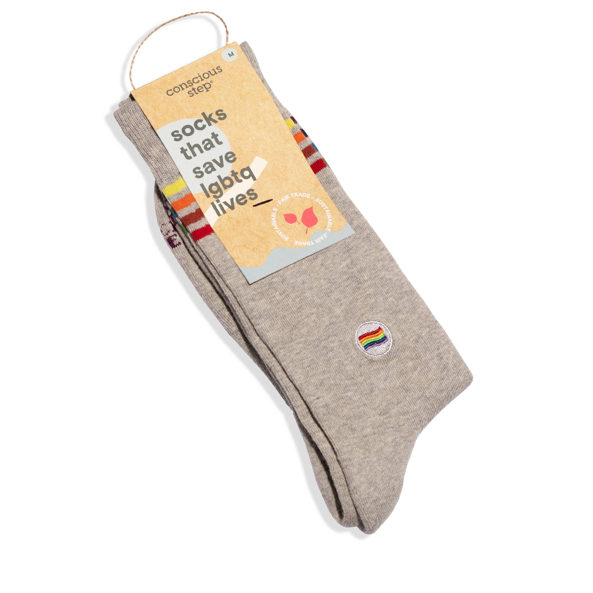 Socks that Save LGBTQ Lives (Alternating Rainbow Stripes): Small - Image 2