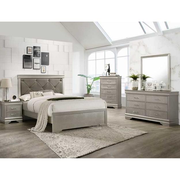 Crown Mark Amalia California King Upholstered Panel Bed B6910-K-HBFB/B6910-CK-RAIL - Image 2