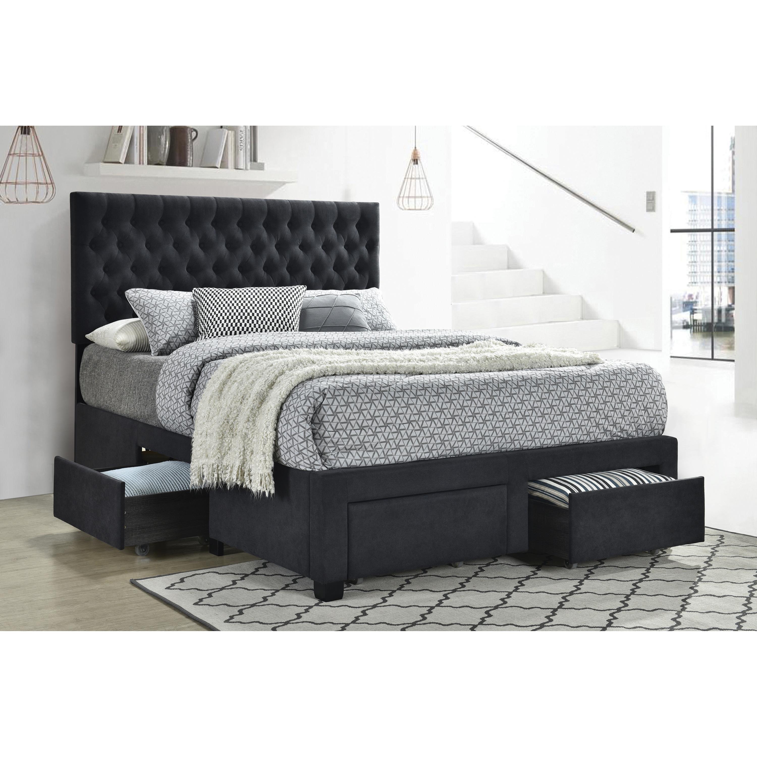 Coaster Furniture Soledad 305877Q Upholstered Queen Storage Panel Bed - Grey - Image 2