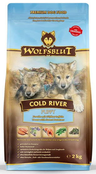 Wolfsblut Cold River Puppy 2 kg – bezzbożowa, rybna karma premium dla szczeniąt (pstrąg i łosoś, bataty) - Image 2