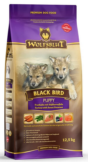 Wolfsblut Black Bird Puppy – bezzbożowa karma sucha dla szczeniąt z indykiem i batatami 12,5 kg - Image 1