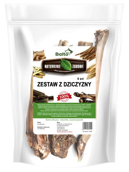 Balto zestaw gryzaków z dziczyzny 6 szt. – różne tekstury dla dłuższego żucia