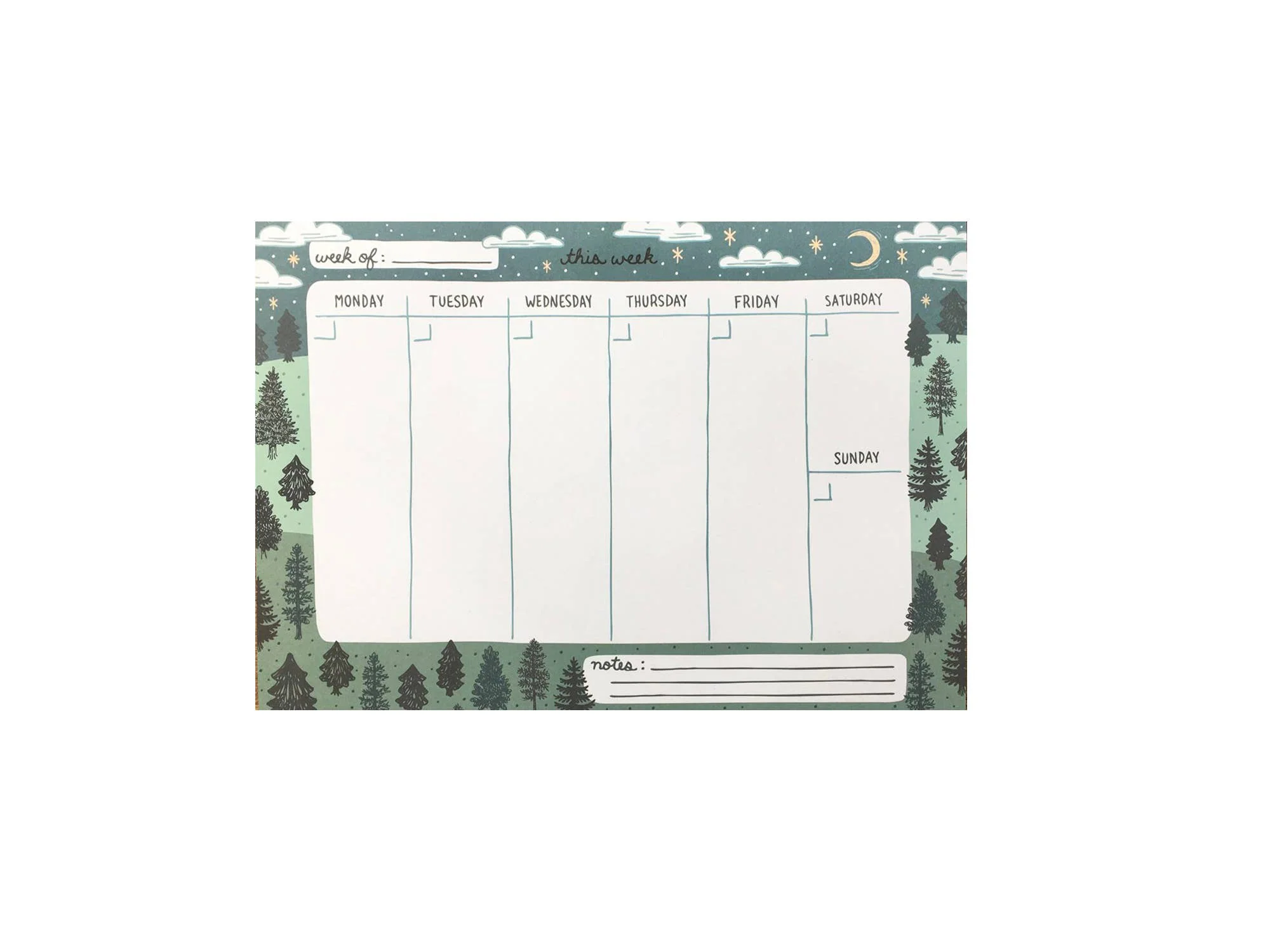 Pine Trees Weekly Desk Planner - Image 1