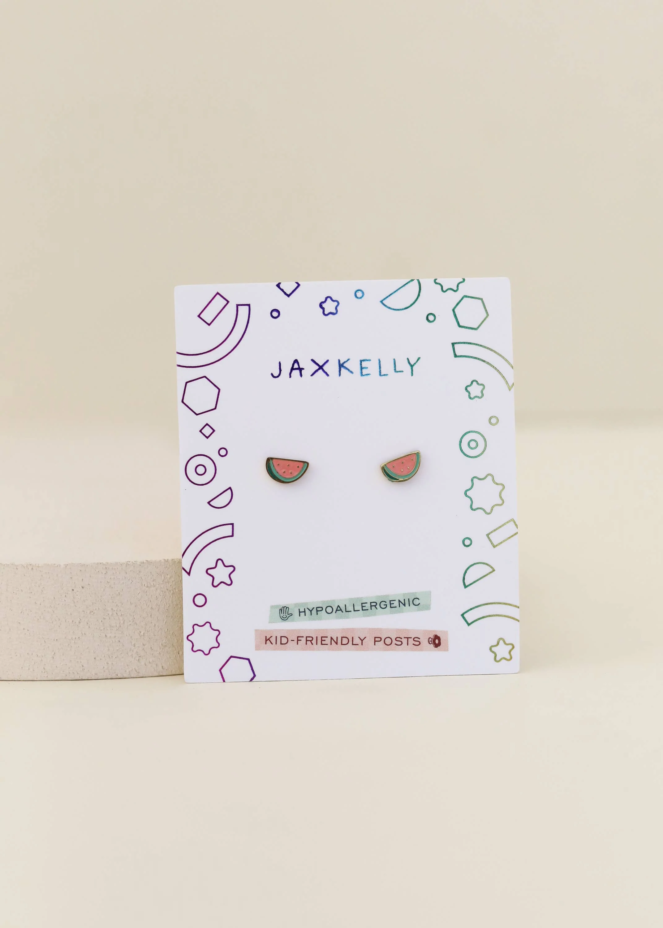 Watermelon Enamel Flat Back Kids Earrings - Image 2