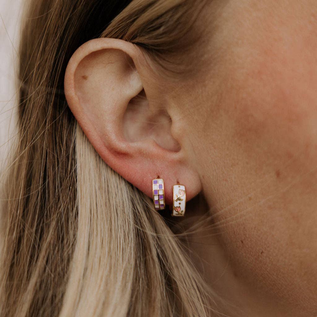 Purple & White Checkered Hoops *LIMITED EDITION* - Image 3