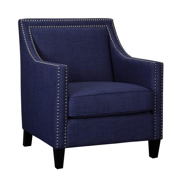 Elements International Erica UER080100CA Chair with Chrome Nails - Heirloom Blue - Image 1