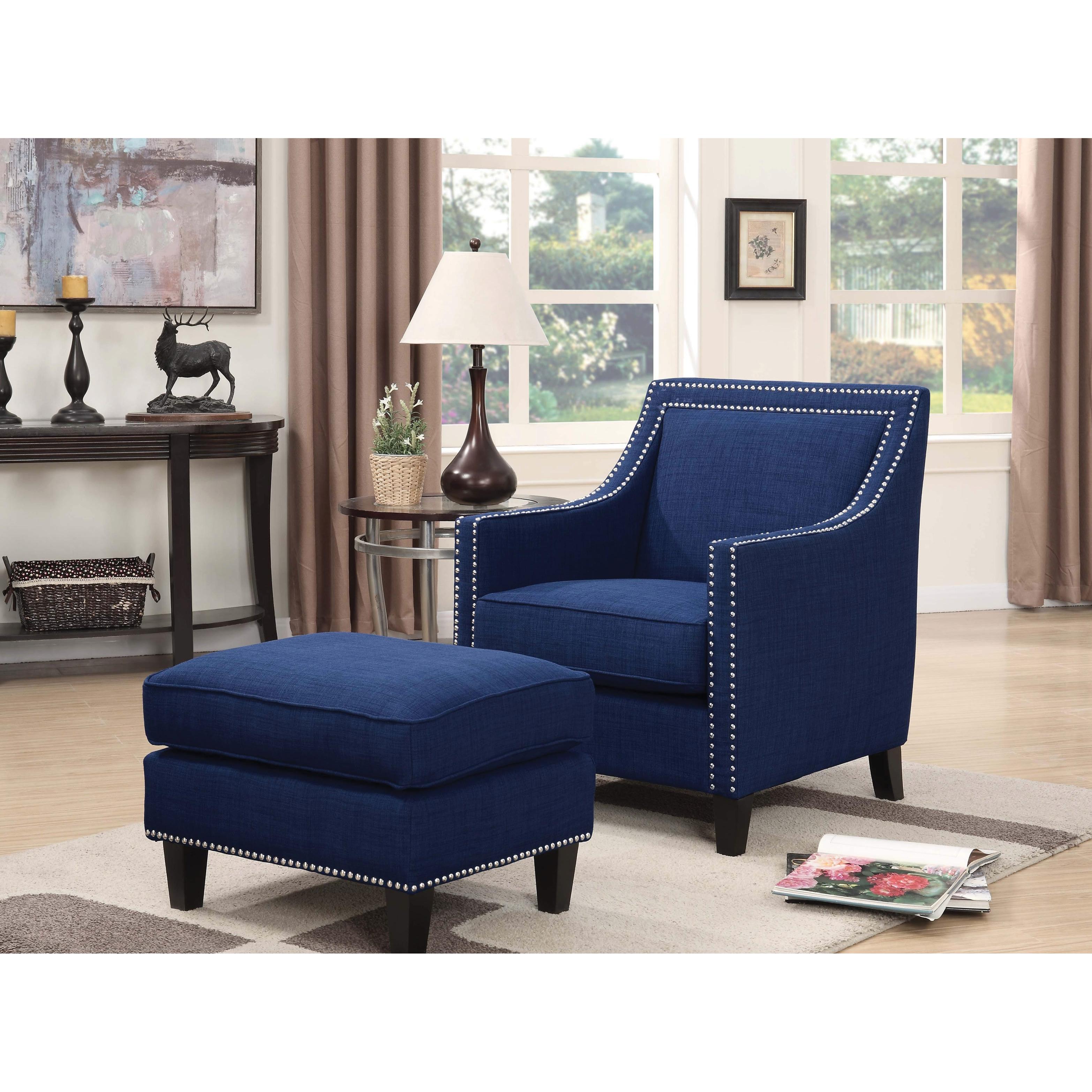 Elements International Erica UER080100CA Chair with Chrome Nails - Heirloom Blue - Image 2