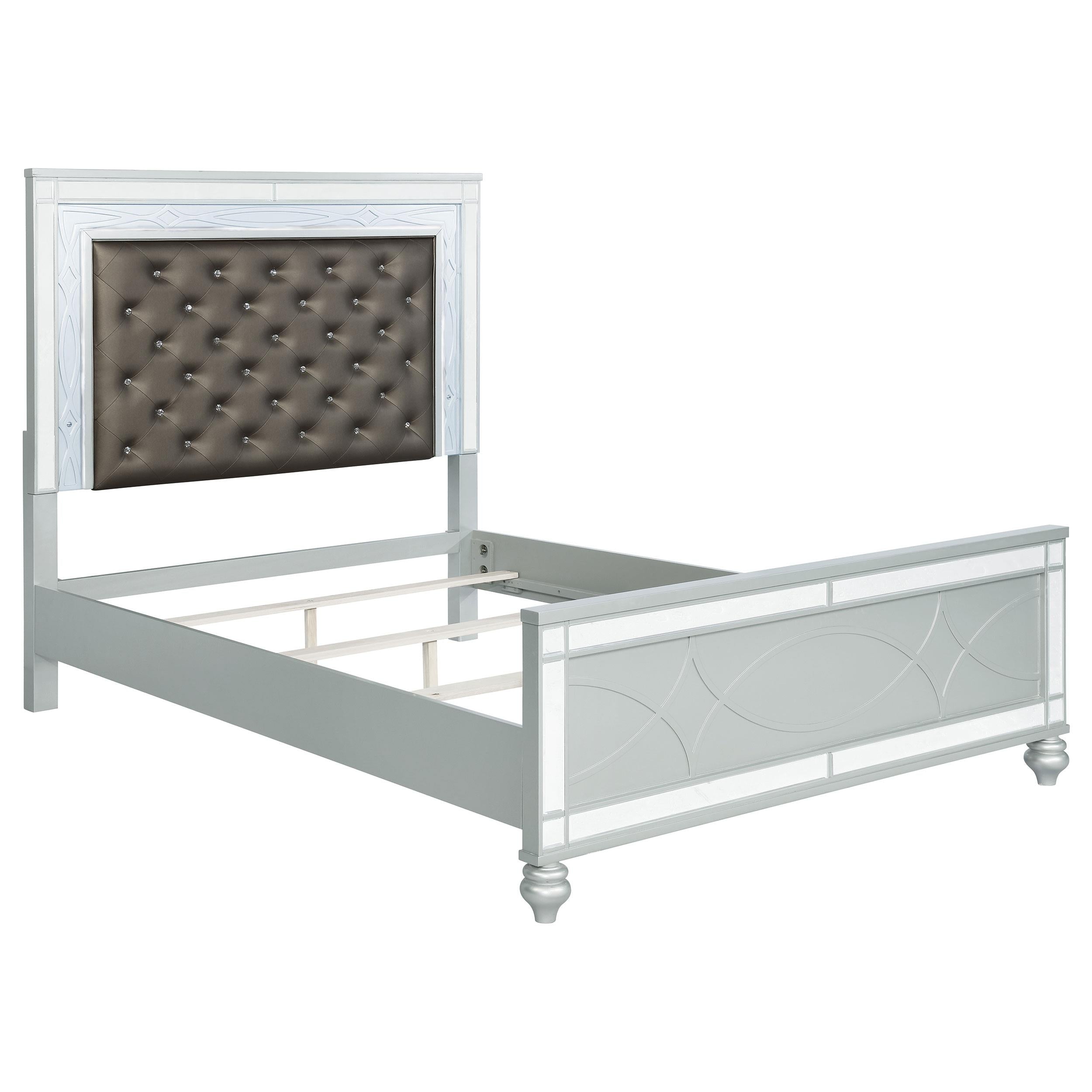 Coaster Furniture Gunnison 223211Q Wood Queen LED Panel Bed - Silver Metallic - Image 1