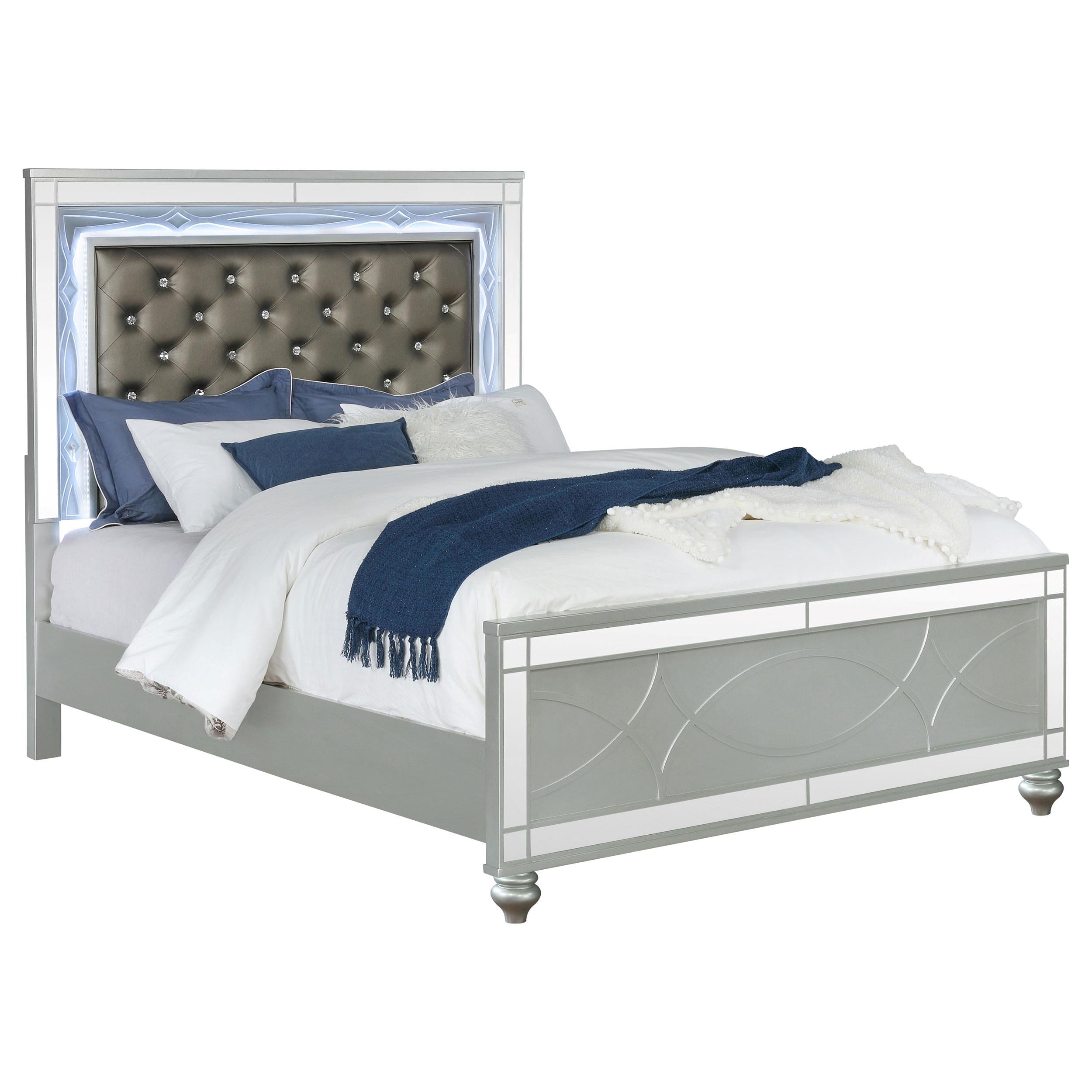 Coaster Furniture Gunnison 223211Q Wood Queen LED Panel Bed - Silver Metallic - Image 2