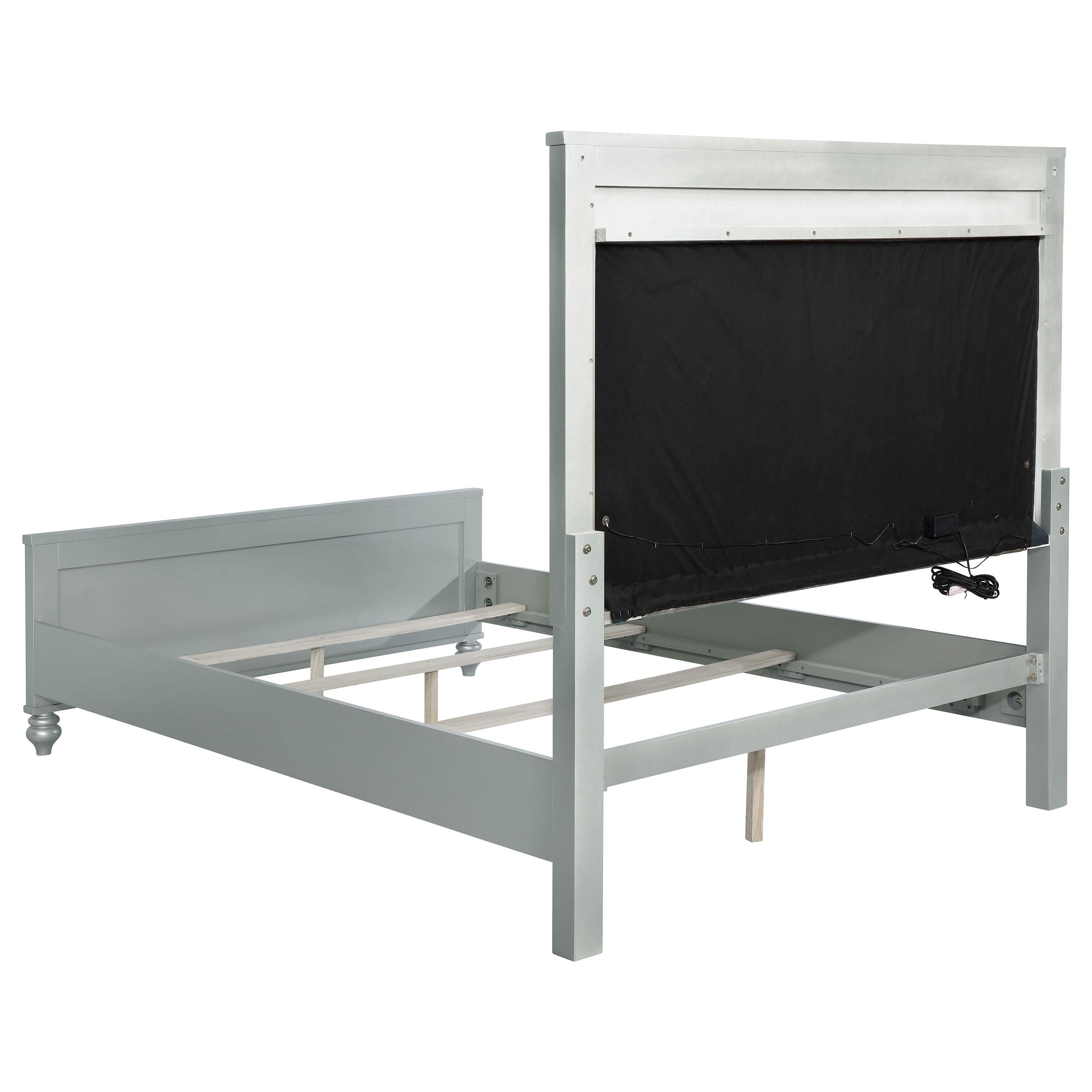 Coaster Furniture Gunnison 223211Q Wood Queen LED Panel Bed - Silver Metallic - Image 3