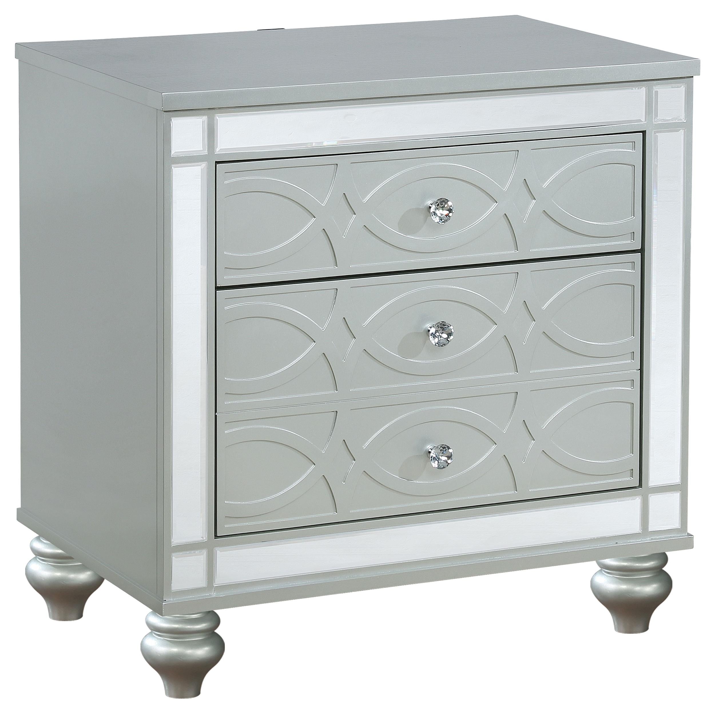 Coaster Furniture Gunnison 223212 2-Drawer Nightstand – Silver Metallic