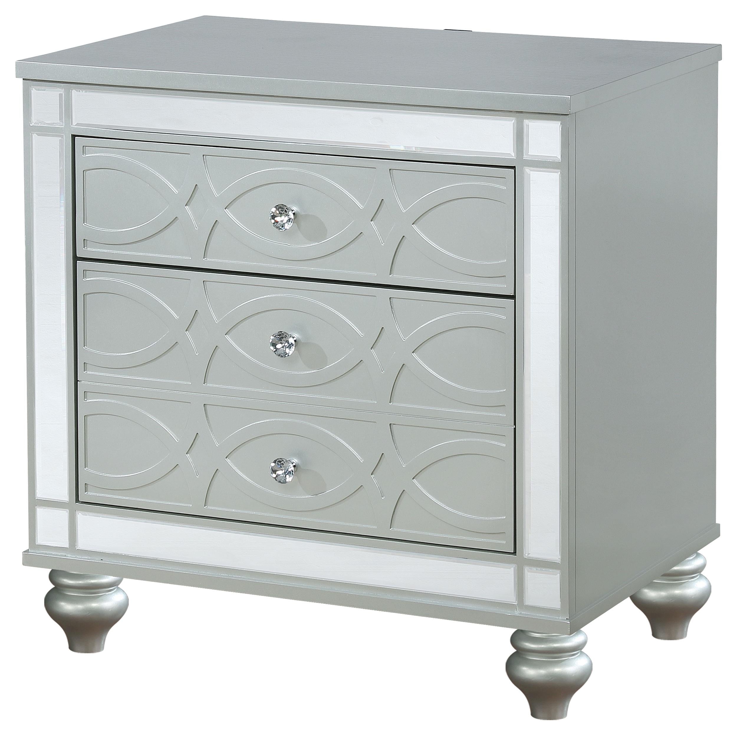 Coaster Furniture Gunnison 223212 2-Drawer Nightstand - Silver Metallic - Image 3