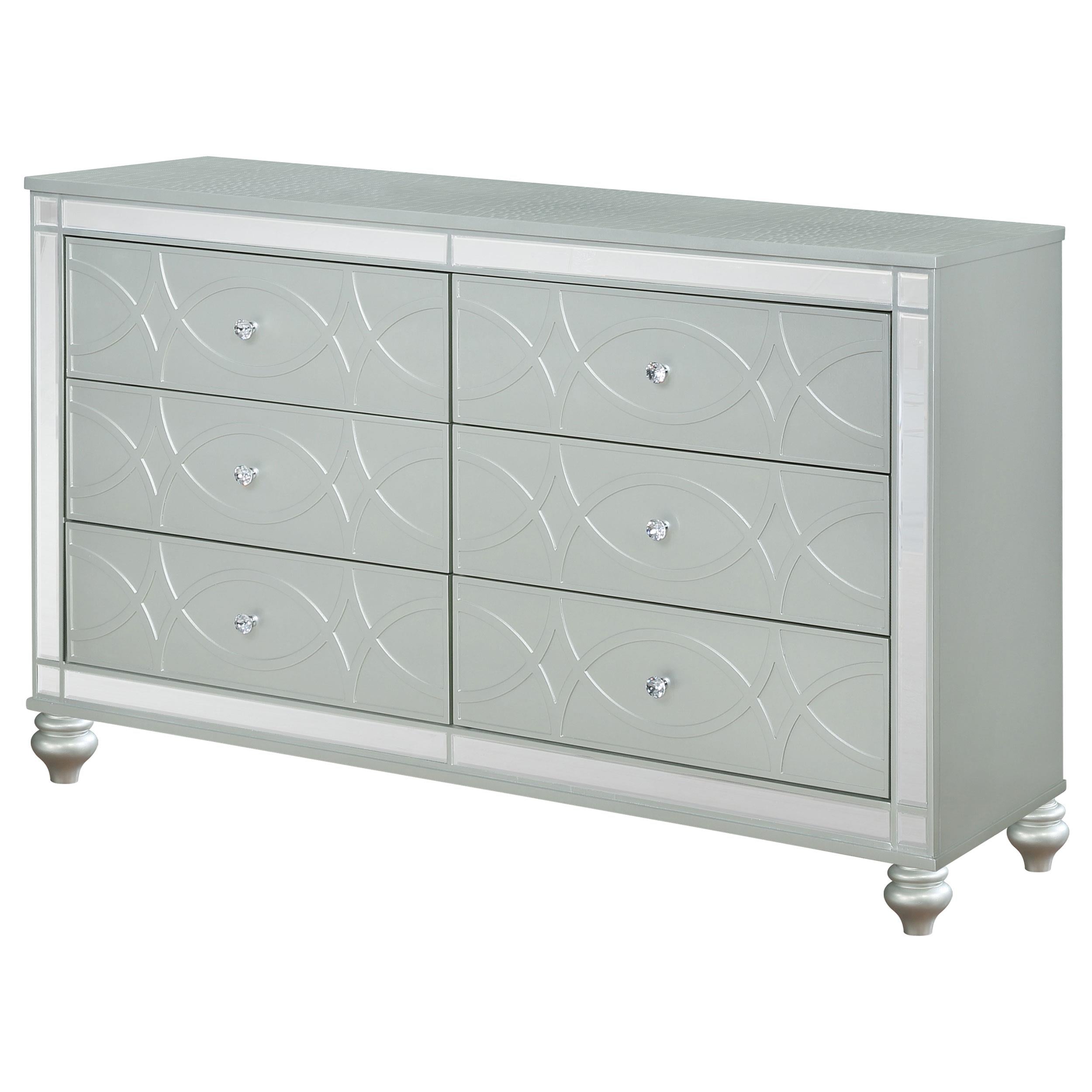 Coaster Furniture Gunnison 223213 6-Drawer Dresser - Silver Metallic - Image 3