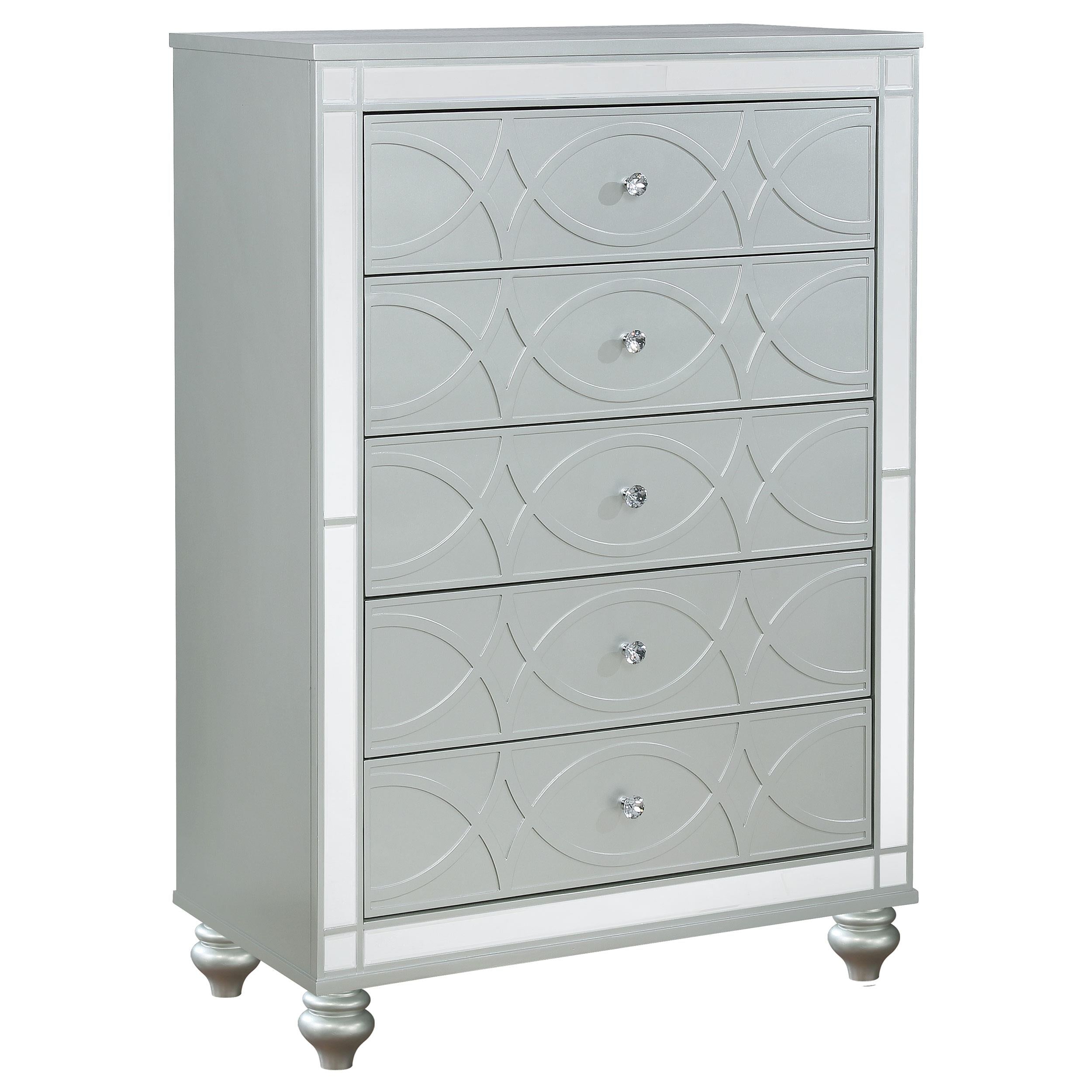 Coaster Furniture Gunnison 223215 5-Drawer Bedroom Chest - Silver Metallic - Image 1
