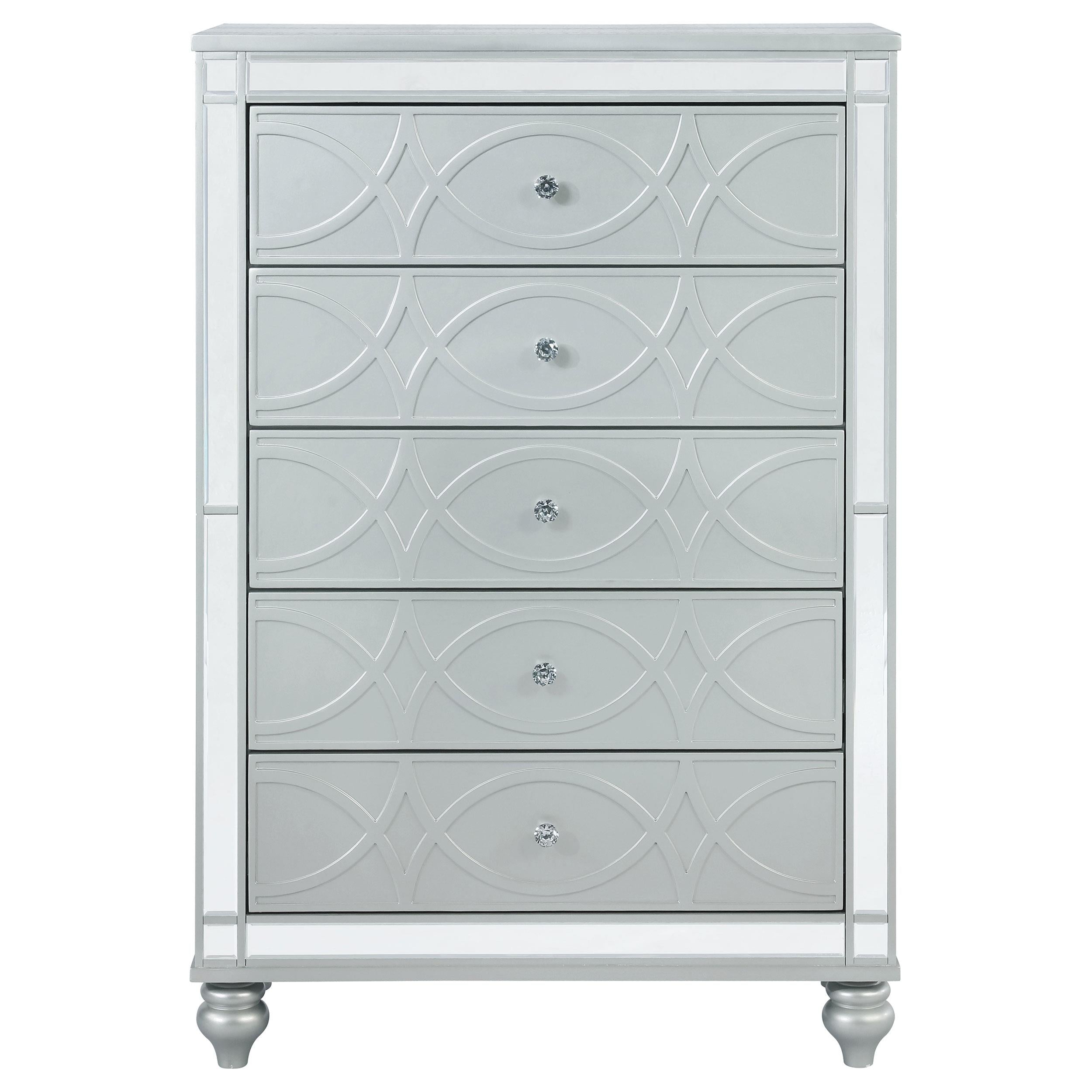 Coaster Furniture Gunnison 223215 5-Drawer Bedroom Chest - Silver Metallic - Image 2