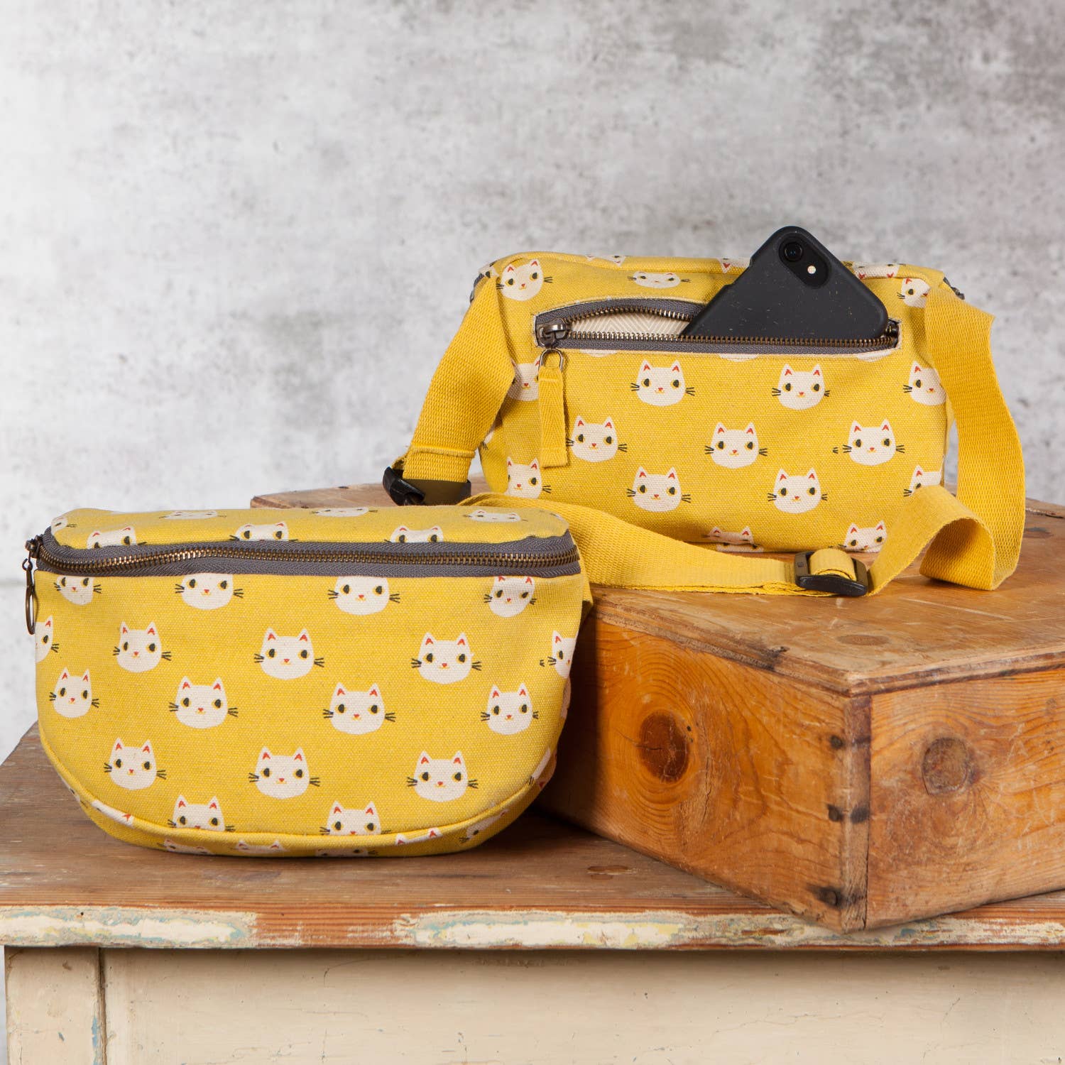 Danica Studio Meow Meow Cats Cotton Hip Bag Adjustable Strap - Image 3
