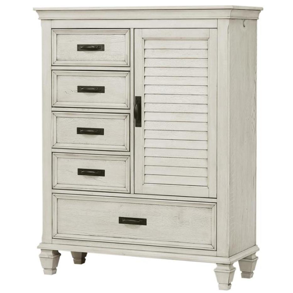 Coaster Furniture Franco 205338 5-Drawer Door Chest - Distressed White - Image 1