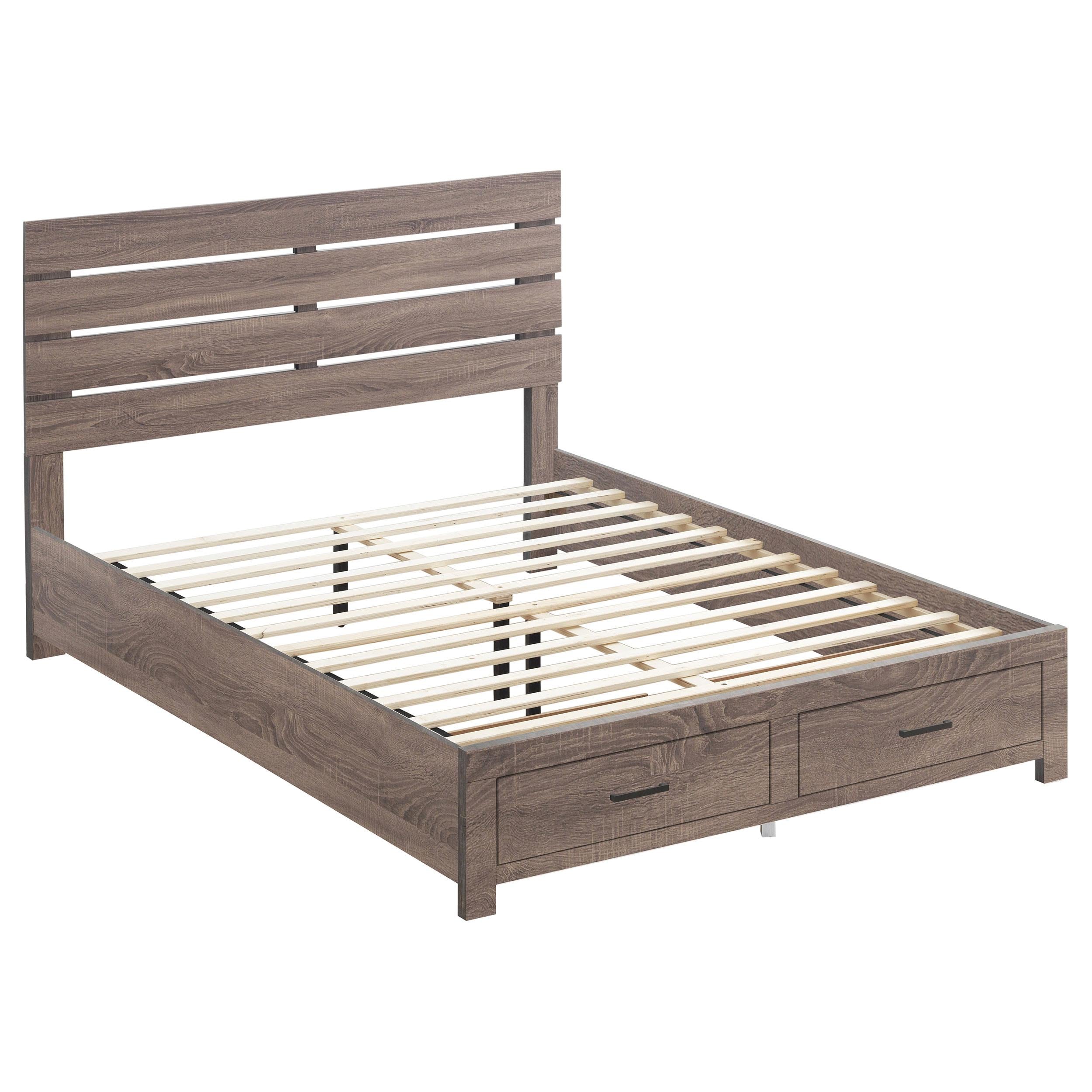 Coaster Furniture Brantford 207040Q Wood Queen Storage Panel Bed - Barrel Oak - Image 1